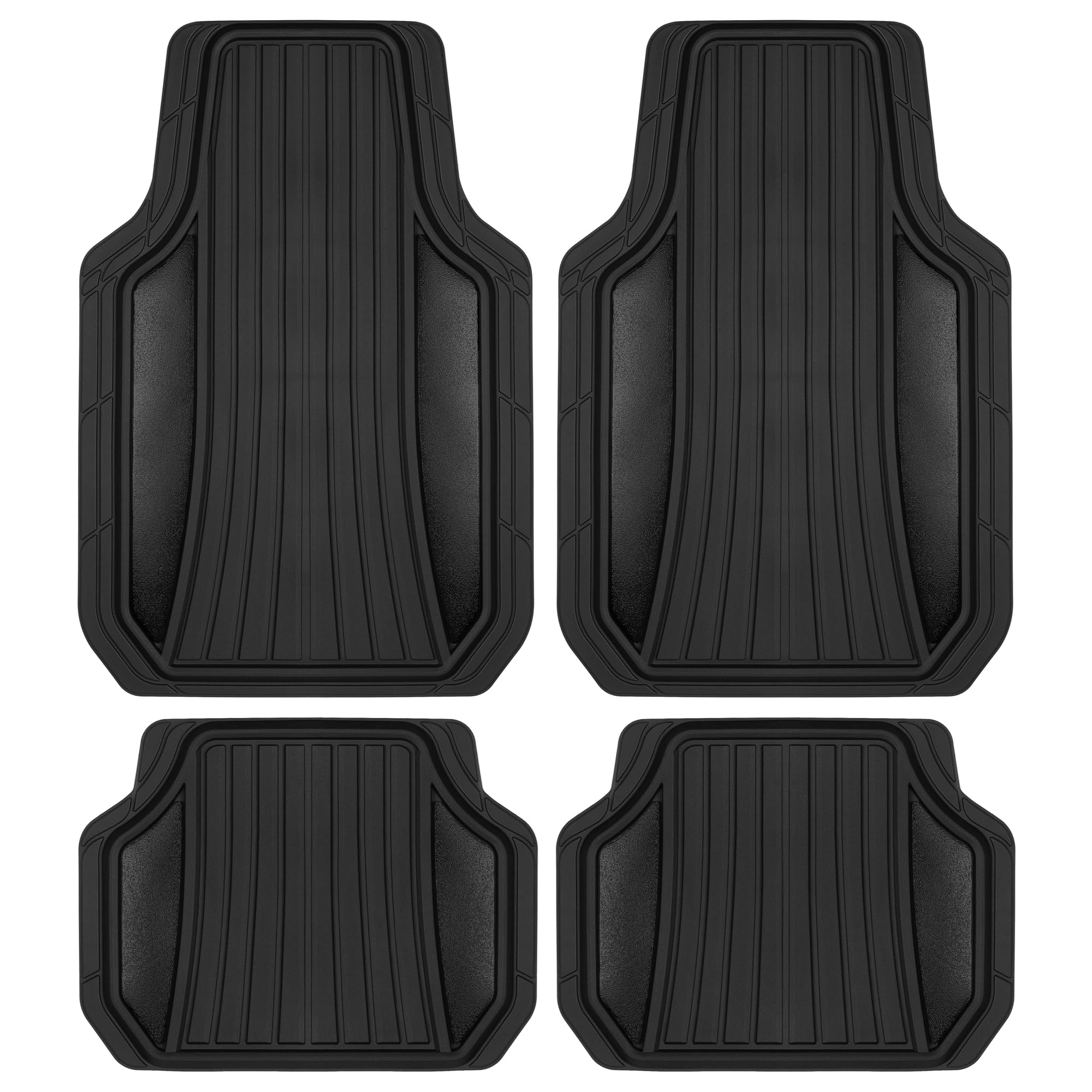 Motor Trend Rubber Car Floor Mats - Durable, All Weather Protection with Non-Slip Backing, Two Tone Accent - For Front and Rear