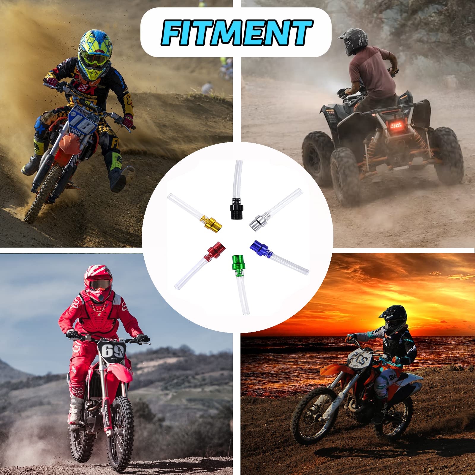 Joyyangfang 2Pcs Motorcycle Gas Cap Gas Tank Fuel Cap Vent Two-Way Breather Hose Tube Tank Valve Vent Universal Tube Hose Breath