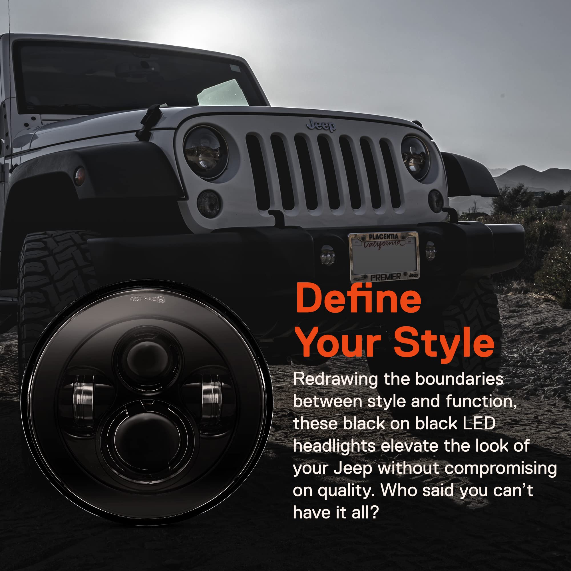 True Mods 7-Inch H6024 Led Headlights For Jeep Wrangler Jk Unlimited Jku Tj Lj Cj Tj Accessories [High/Low Sealed Beam] Head Lig