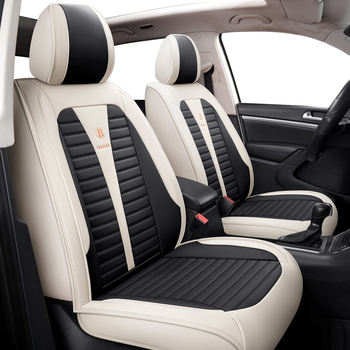 Isen-Coverauto Faux Leather Front Car Seat Covers Automotive Vehicle Cushion Cover For Cars Suv Pick-Up Truck Universal Fit Set