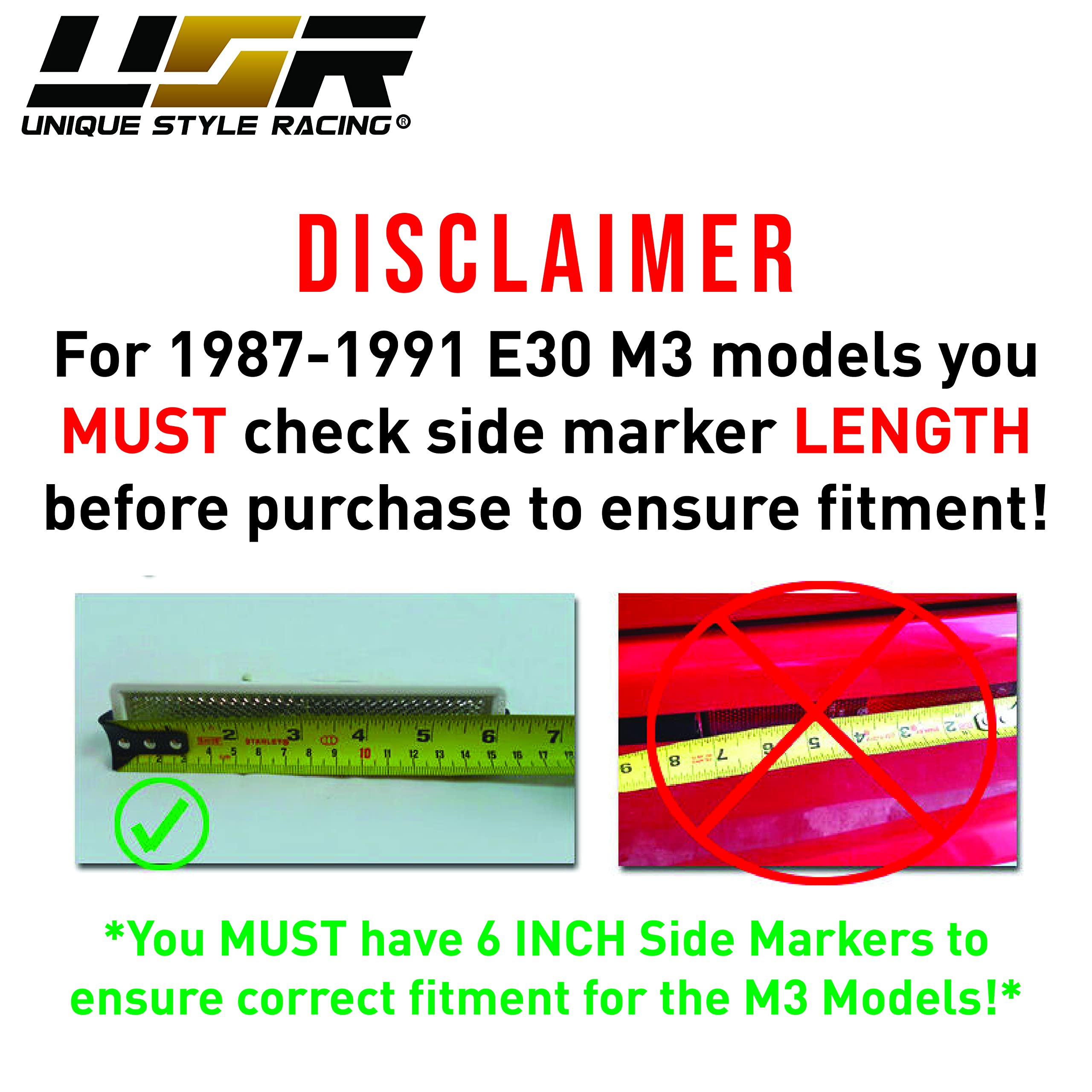 Depo E30 Side Marker Lights - Euro Smoke Front And Rear Bumper Sidemarkers Lamps Compatible With 1984-1991 Bmw E30 3 Series / 88