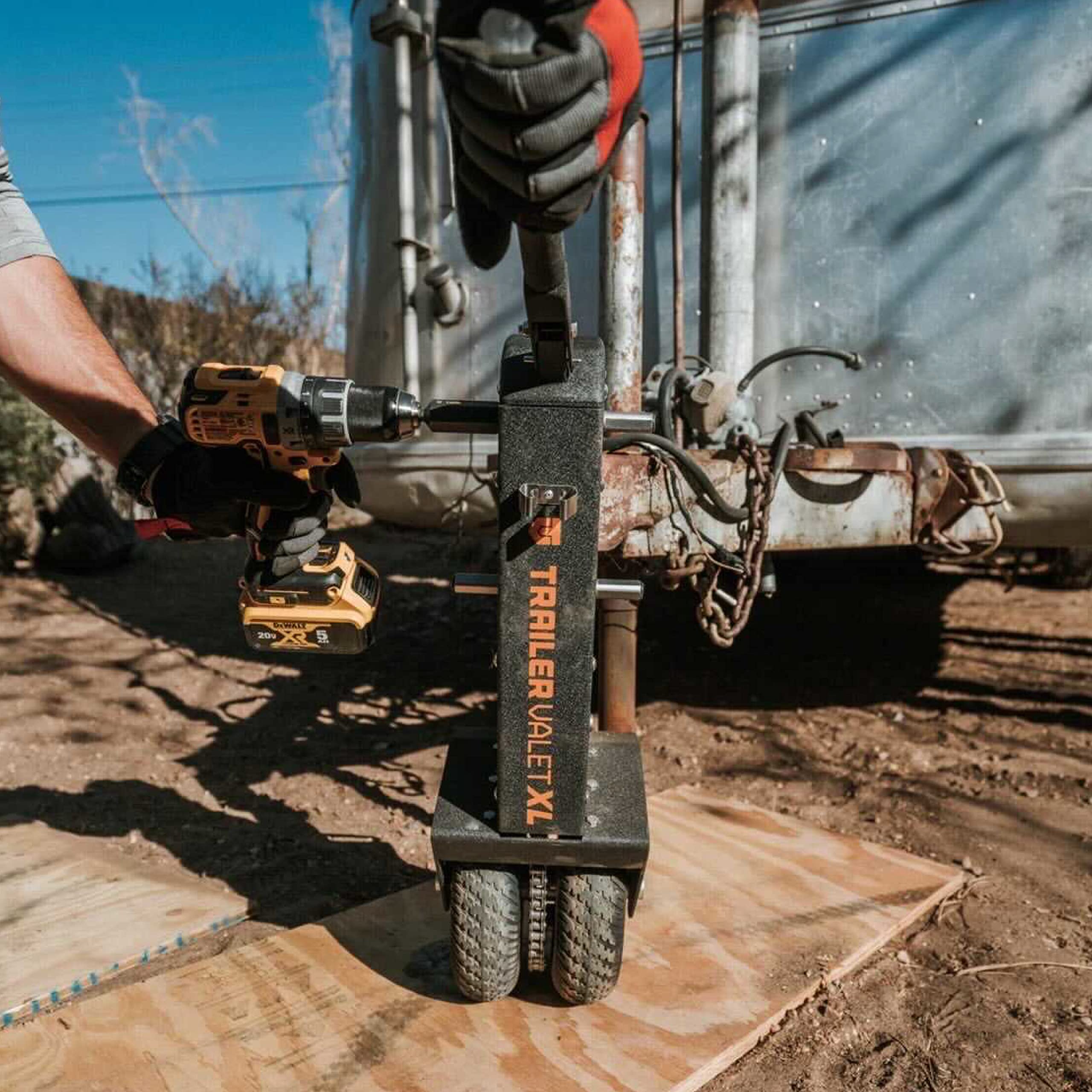 Trailer Valet XL Trailer Dolly with 2 Inch Ball - Drill-Powered or Manual Hand Crank Mover - 10,000 lbs Towing Capacity, 1,000 l