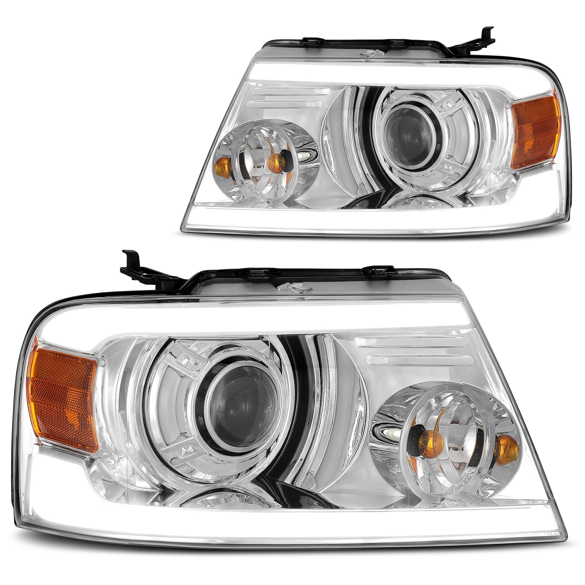 Dwvo Headlights Assembly Compatible With 2004 2005 2006 2007 2008 Ford F-150 2006-2008 Lincoln Mark Lt Led Drl Headlamp Chrome H