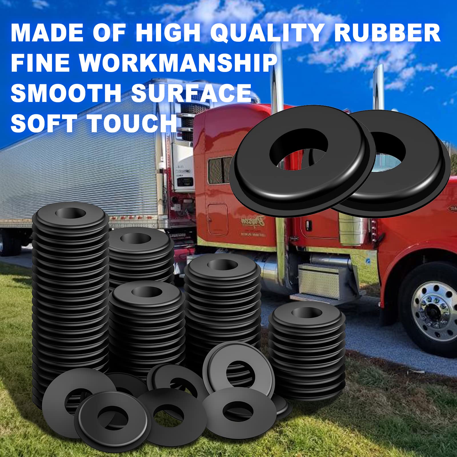 Kootans 100pcs Glad Hand Seals, Truck Glad Hand Seal Round Elastic Grommets Rubber Gladhand Seal Washer for Semi Trailer Truck o