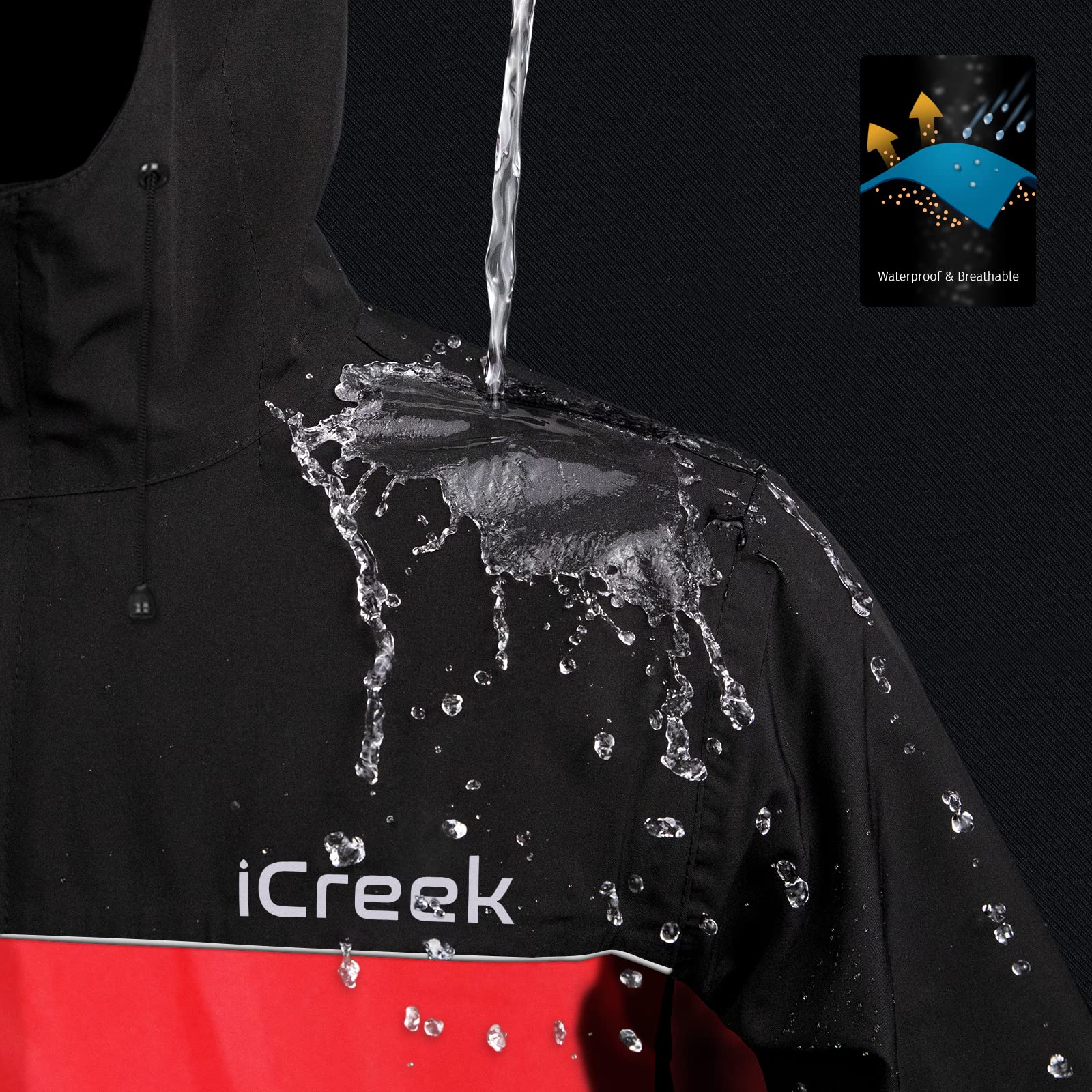 iCreek Motorcycle Rain Suits for Men & Women Waterproof Anti-storm Raincoat High Visibility Rain Gear for Cycling, Golf, Fishing