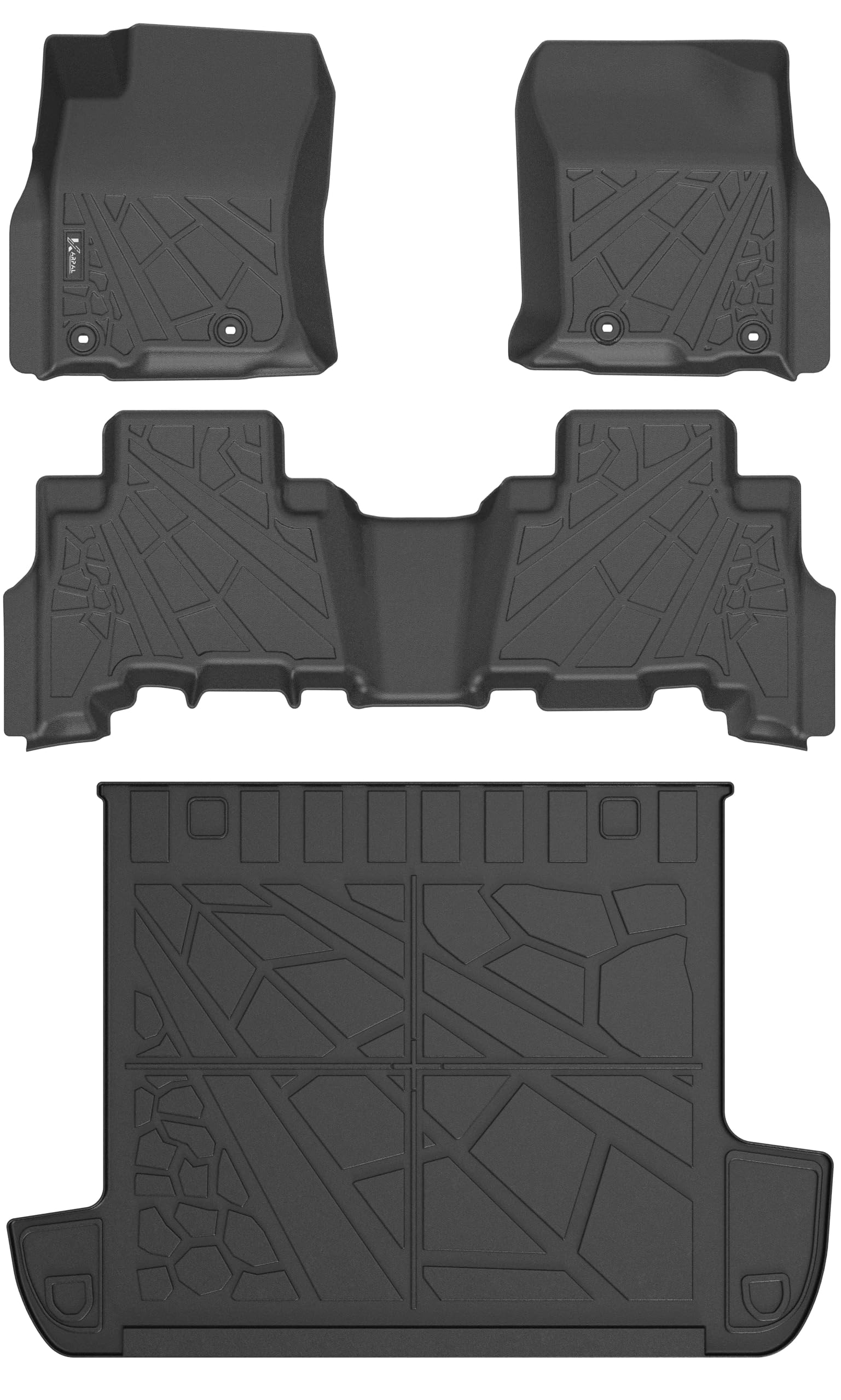 Karpal Floor Mats & Cargo Liner For 2013-2024 Toyota 4Runner (Not For 2025) (Only Fit 5 Seats Without Sliding Cargo Tray), All W