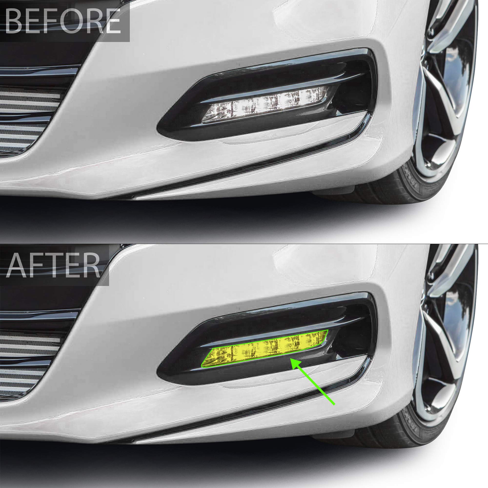 Bogar Tech Designs - Precut Fog Light Tint Kit Compatible With And Fits Honda Accord 2018-2020, Yellow