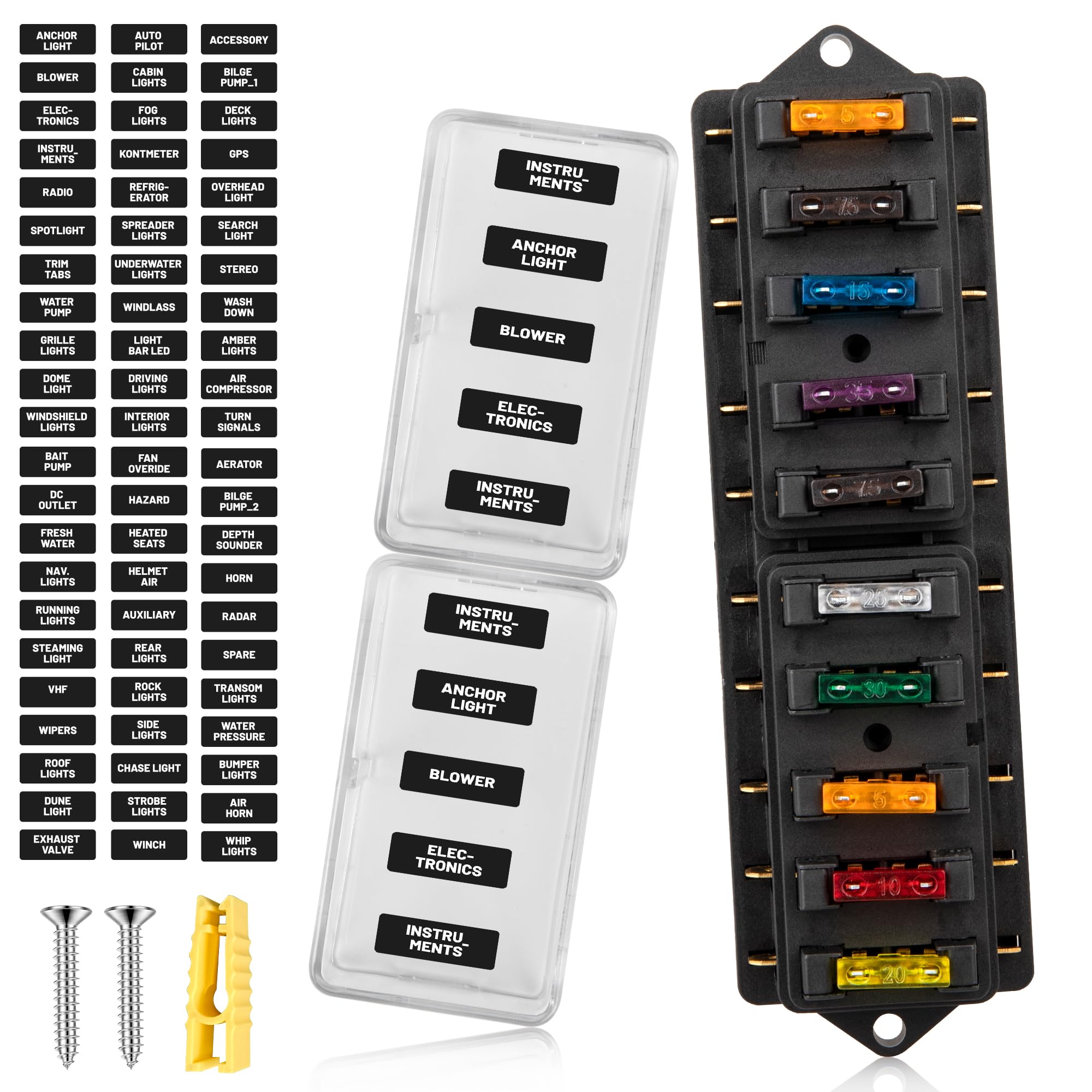 RED WOLF Car 10 Way Fuse Block Blade Fuse Box Standard Circuit Fuses Holder Fit Car Trailer Truck SUV Boat Marine Auto RV Power 