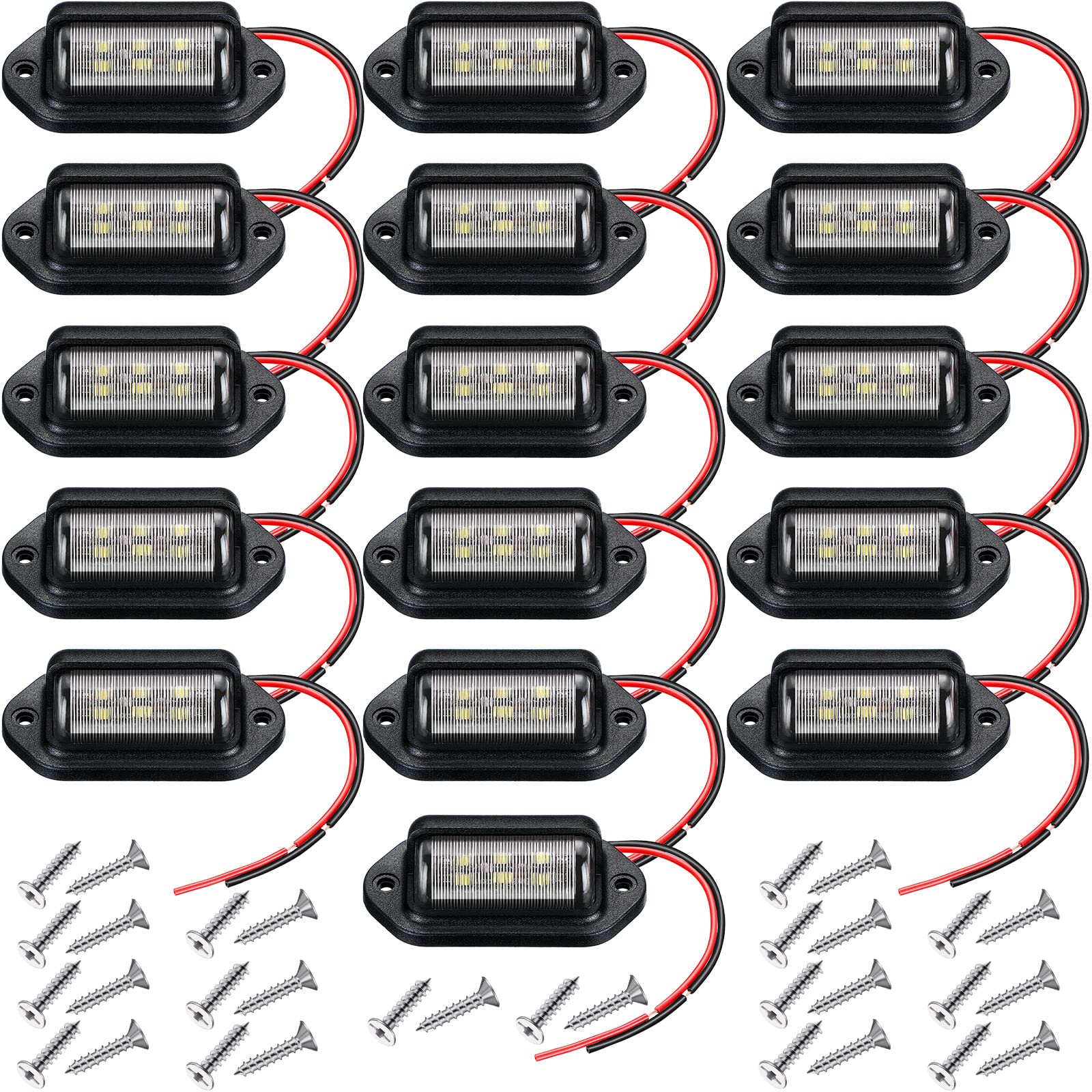 Mudder 16 Packs 12V 6 Led License Plate Light Waterproof License Plate Lamp Taillight For Truck Suv Trailer Rv Trucks And Boats