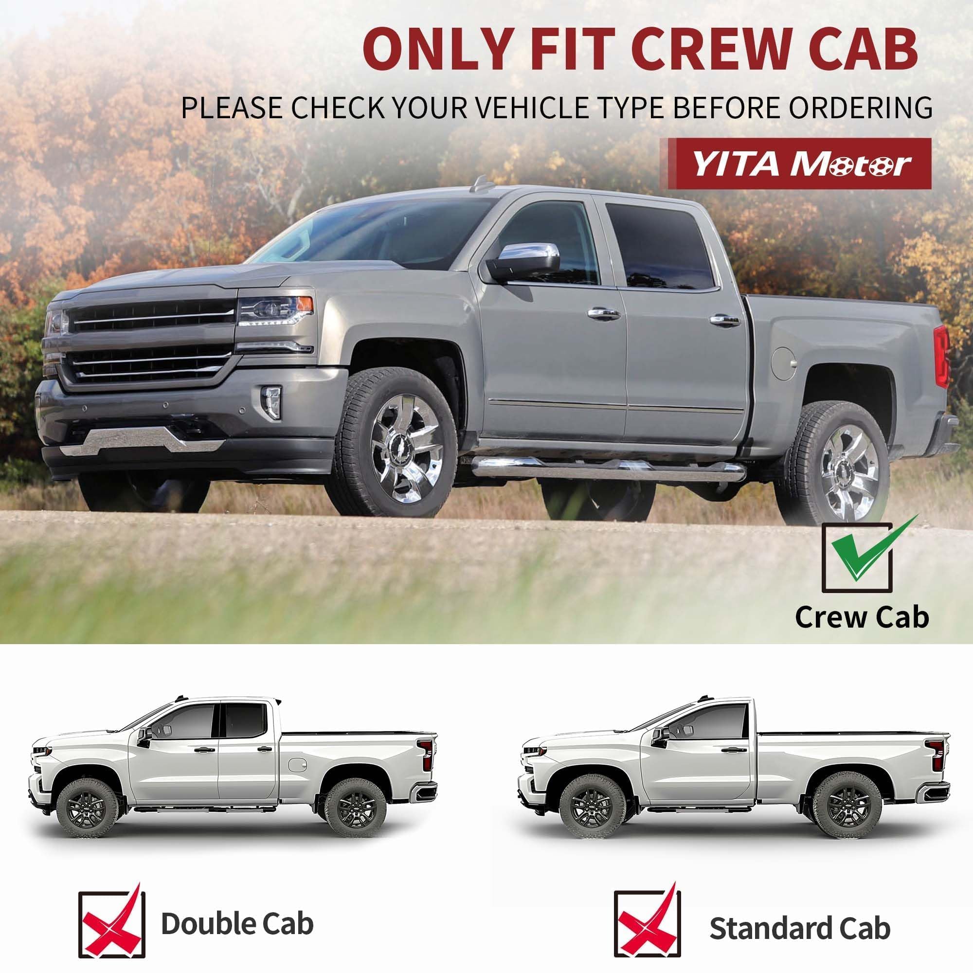 Yitamotor Floor Mats Compatible With 2014-2018 Chevy Silverado/Gmc Sierra 1500 Crew Cab, 2015-2019 Silverado/Sierra 2500 Hd/3500