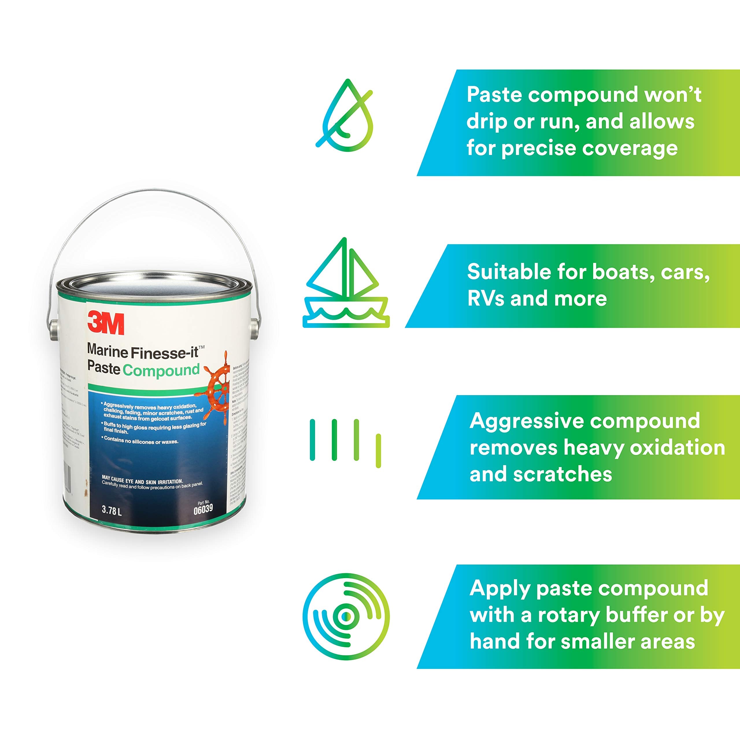 3M Finesse-It Marine Paste Compound, 06039, 1 Gal