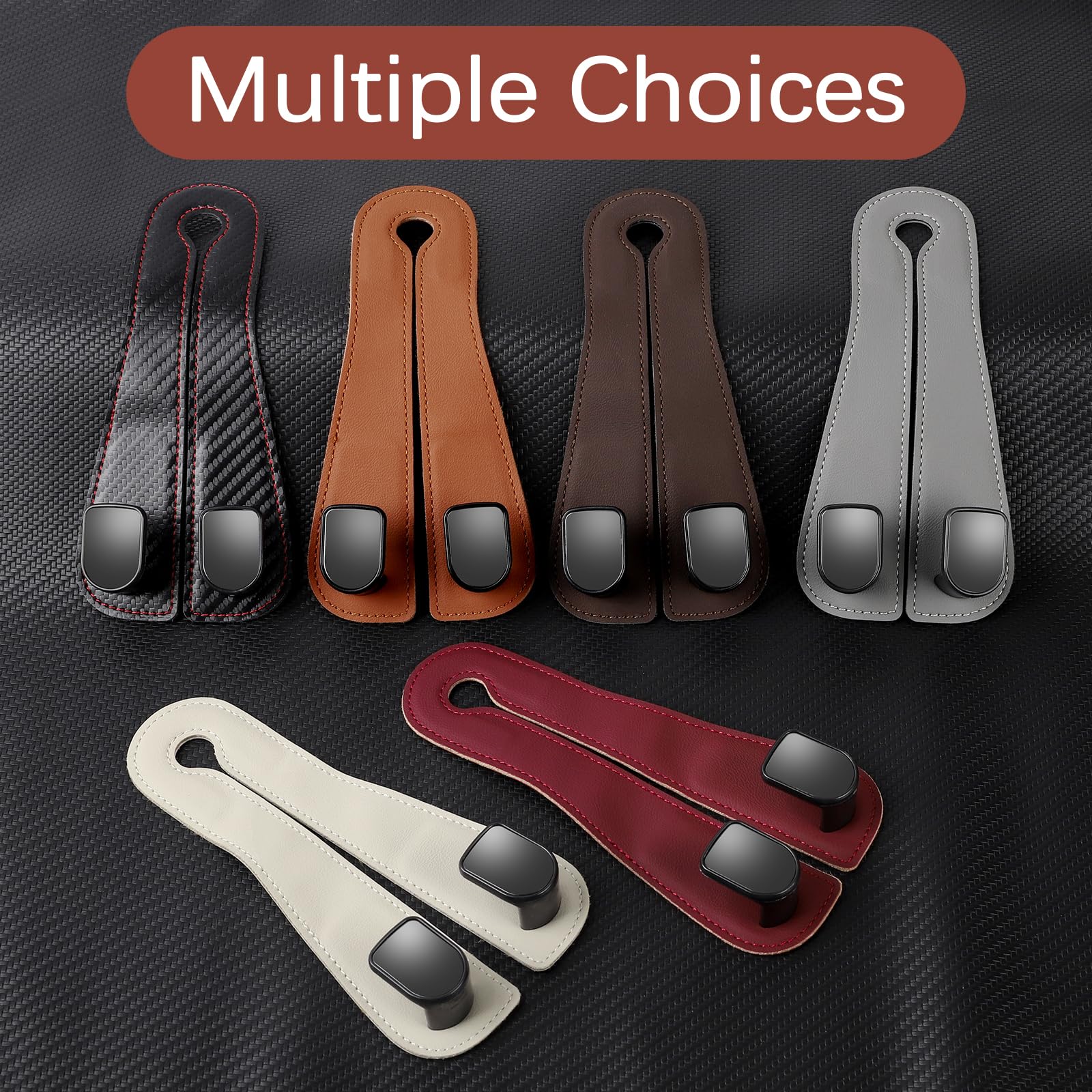 2025 Automotive Seat Back Hooks,Leather Car Seat Hooks,Dual Headrest Organizer Hangers for Purses, Bags & Phones, 2 in 1 Car Hea