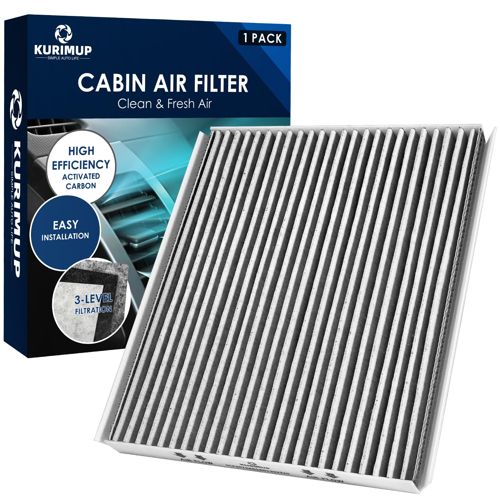 KURIMUP Premium Cabin Air Filter with Activated Carbon,Replacement for CF10728,Fit for Hyundai Accent(2008-2011)/Elantra(2007-20