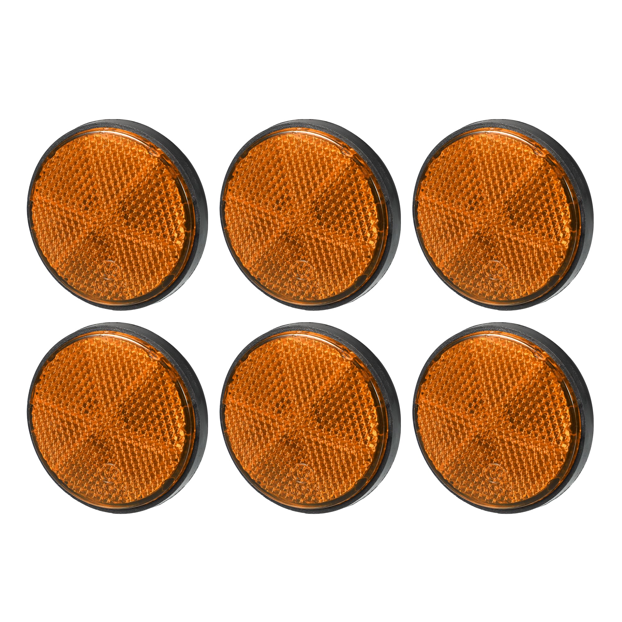 Partuto 6Pcs 2.20'X0.31' Universal Reflector - Round Motorcycle Bike Safety Reflector Increase Visibility And Safety On The Road - Plastic Orange
