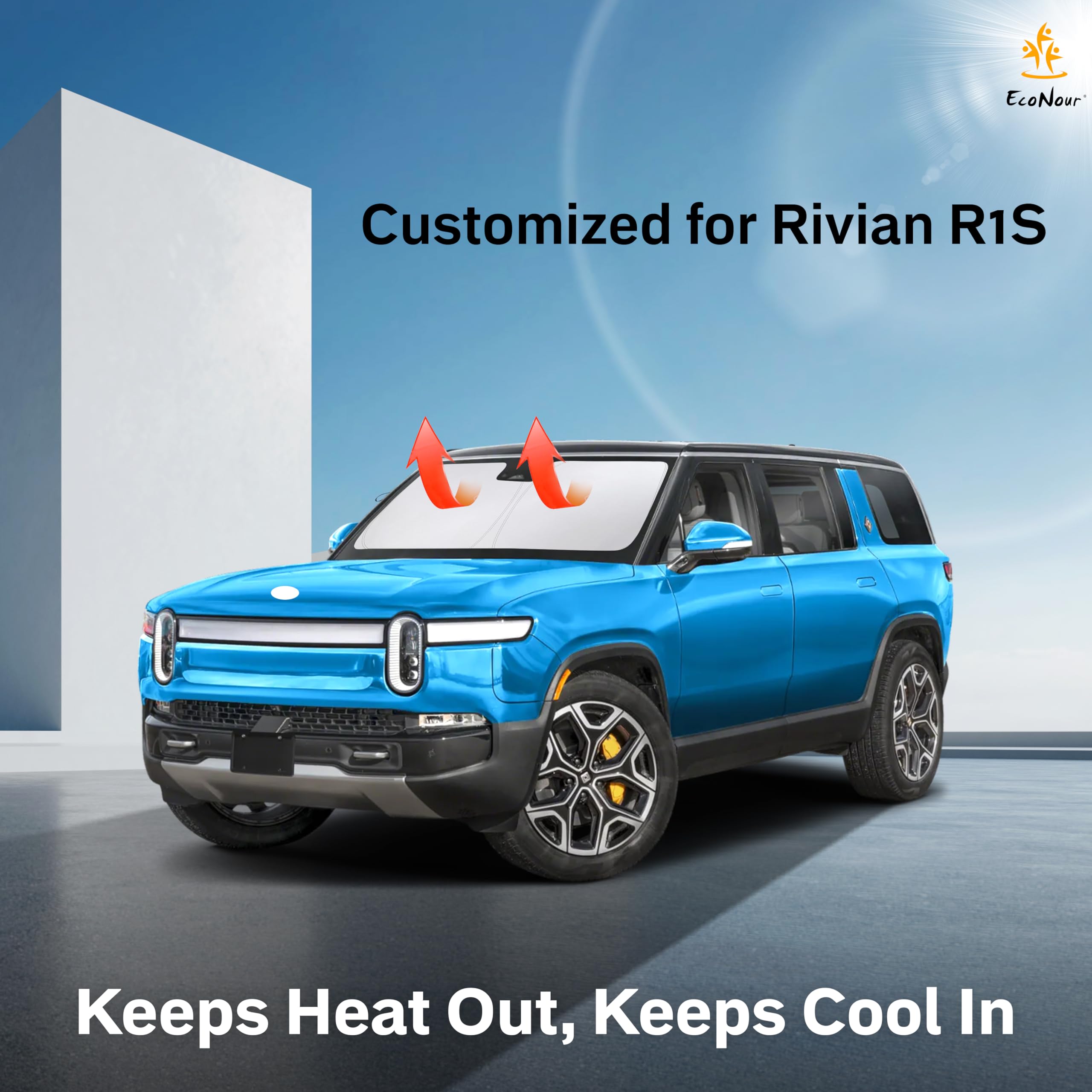 For Rivian R1S 2022-2024 2025 Windshield Sunshade Compatible For -Econour 240T Polyester Material Cars Sun Visor Reflector Block