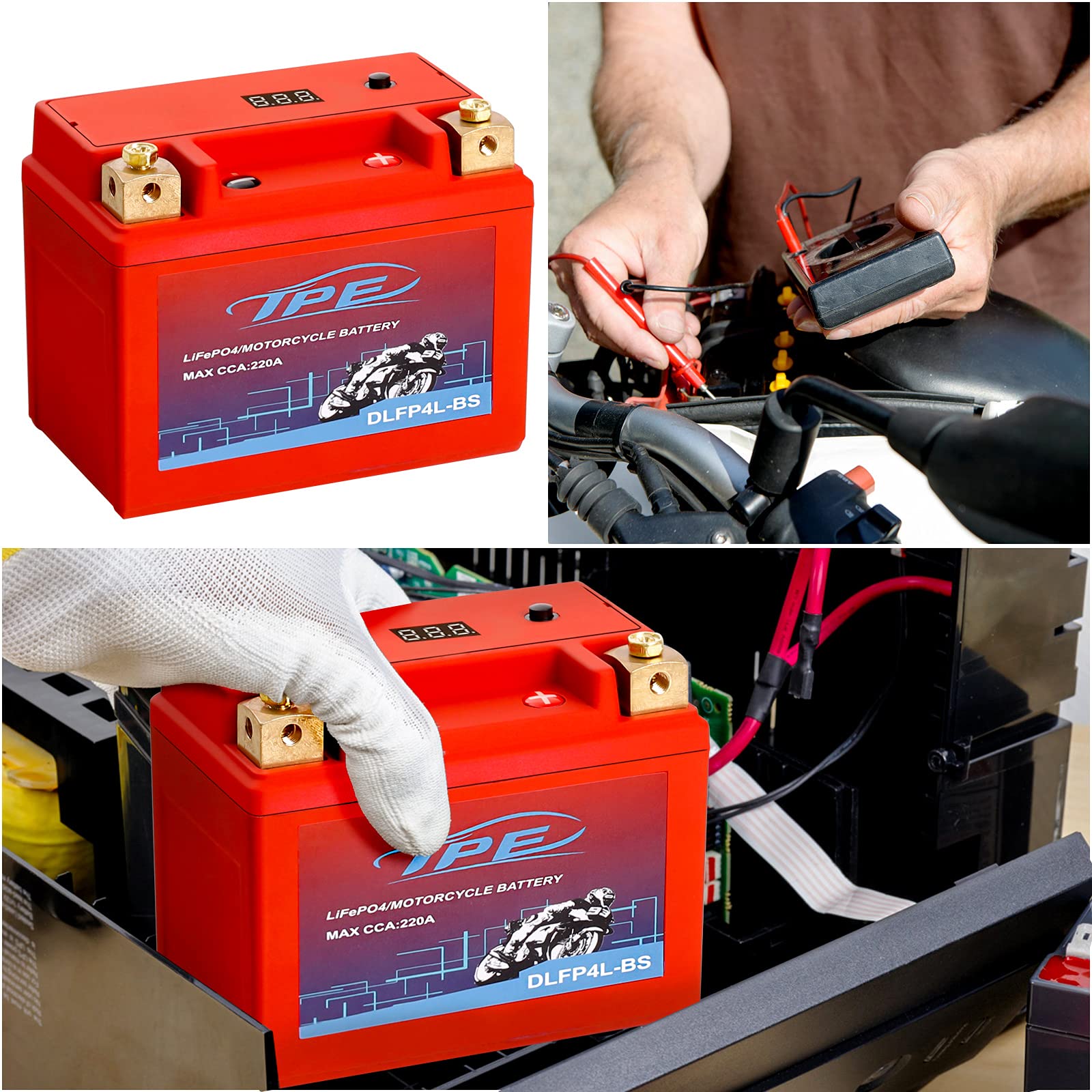 Tpe Lithium Motorcycle Powersport Battery Lifepo4 Engine Start Battery 12.8V 2Ah 220Cca With Bms (Smart Battery Management Syste