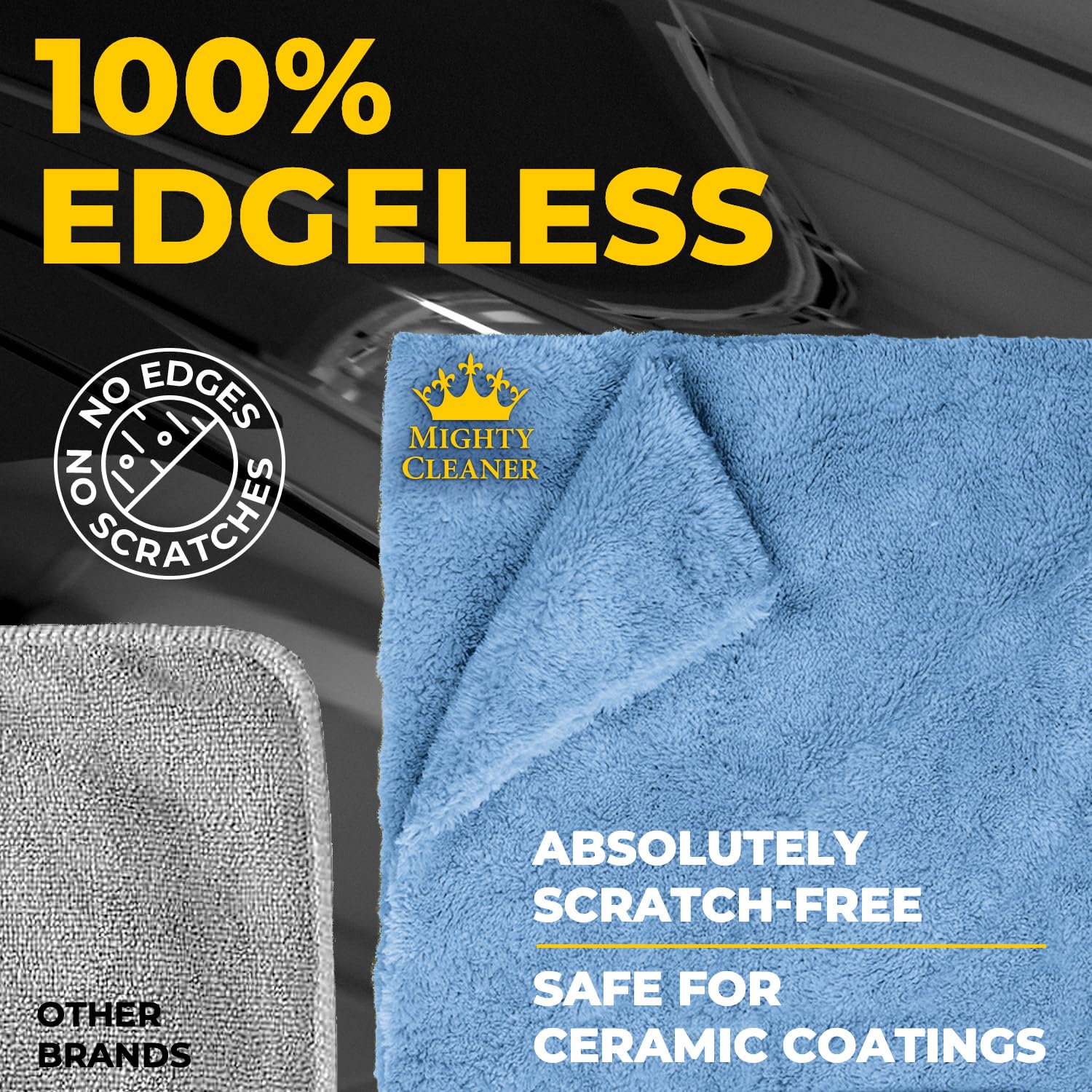 Edgeless Microfiber Towels For Cars - 6Pk (12   X12   ) - 540 Gsm - Super Soft Detailing & Buffing - Scratch-Free & Absorbent Mi