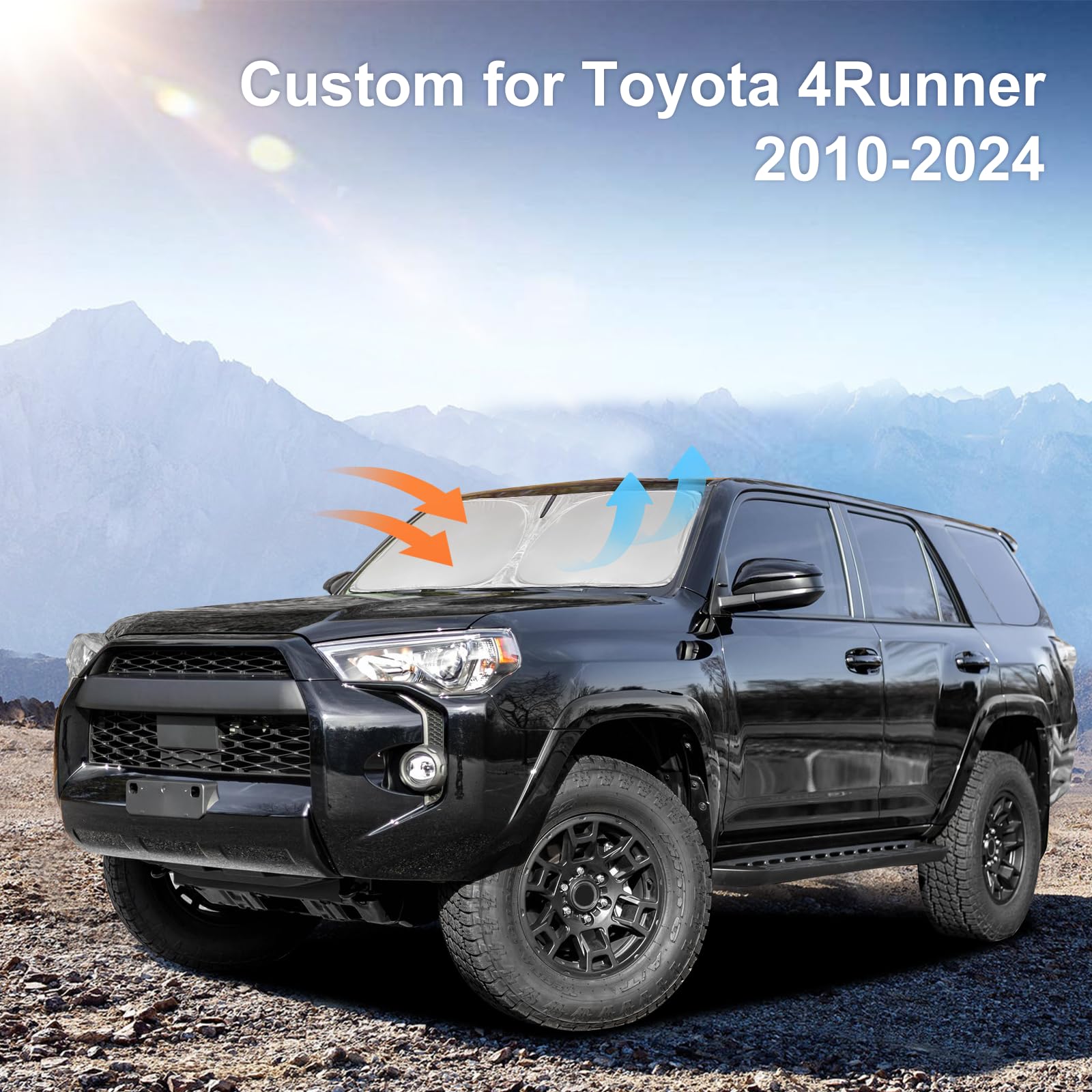 For Toyota 4Runner 2010-2023 2024 Sun Shade Sunshade Windshield Cover - 4 Layers Front Window Shade For 4-Runner Custom Fit Sun
