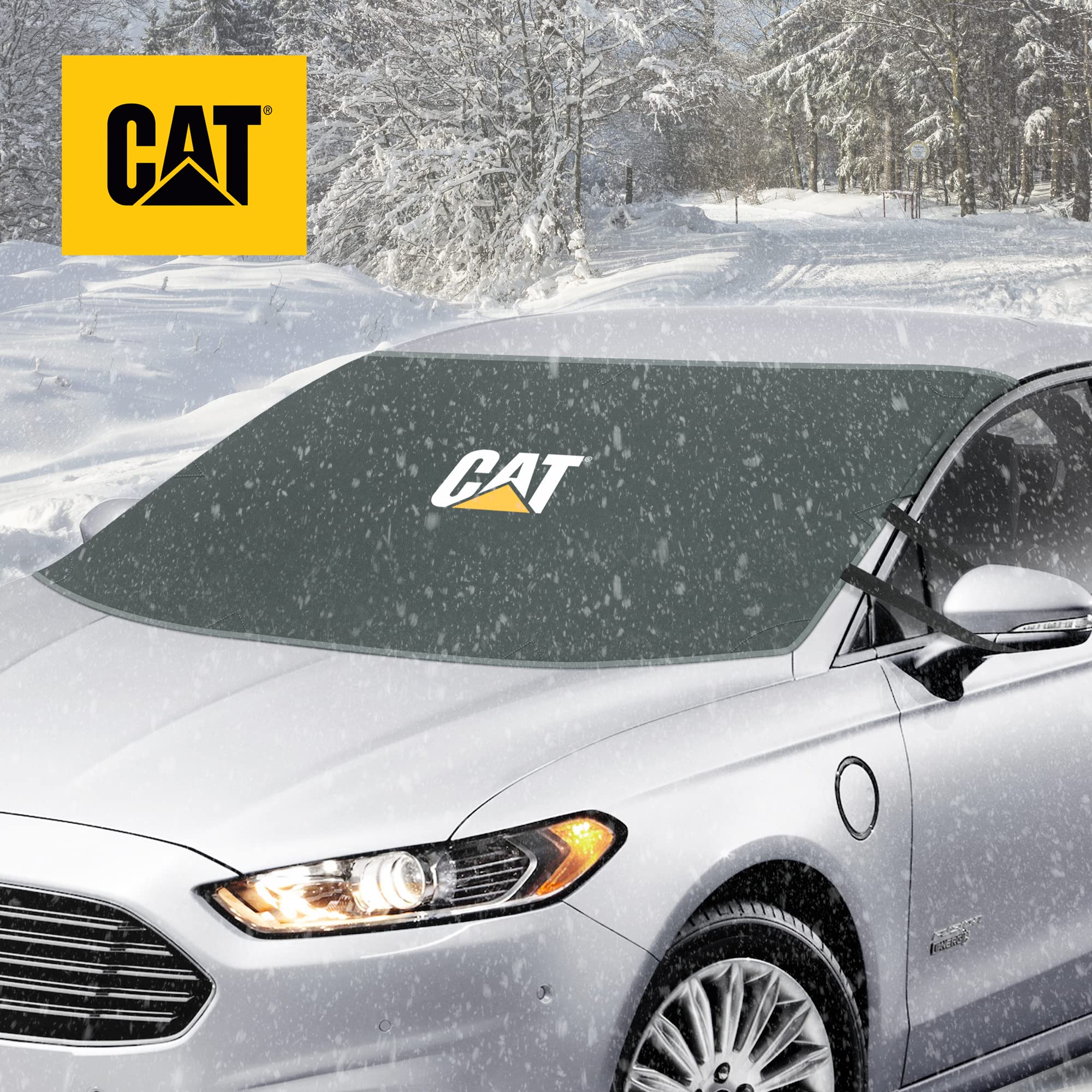 Cat Frost Cover, Toughest Car Windshield Snow Cover For Ice & Sleet, Weatherproof For Winter, Includes Anti-Theft Straps, Freeze
