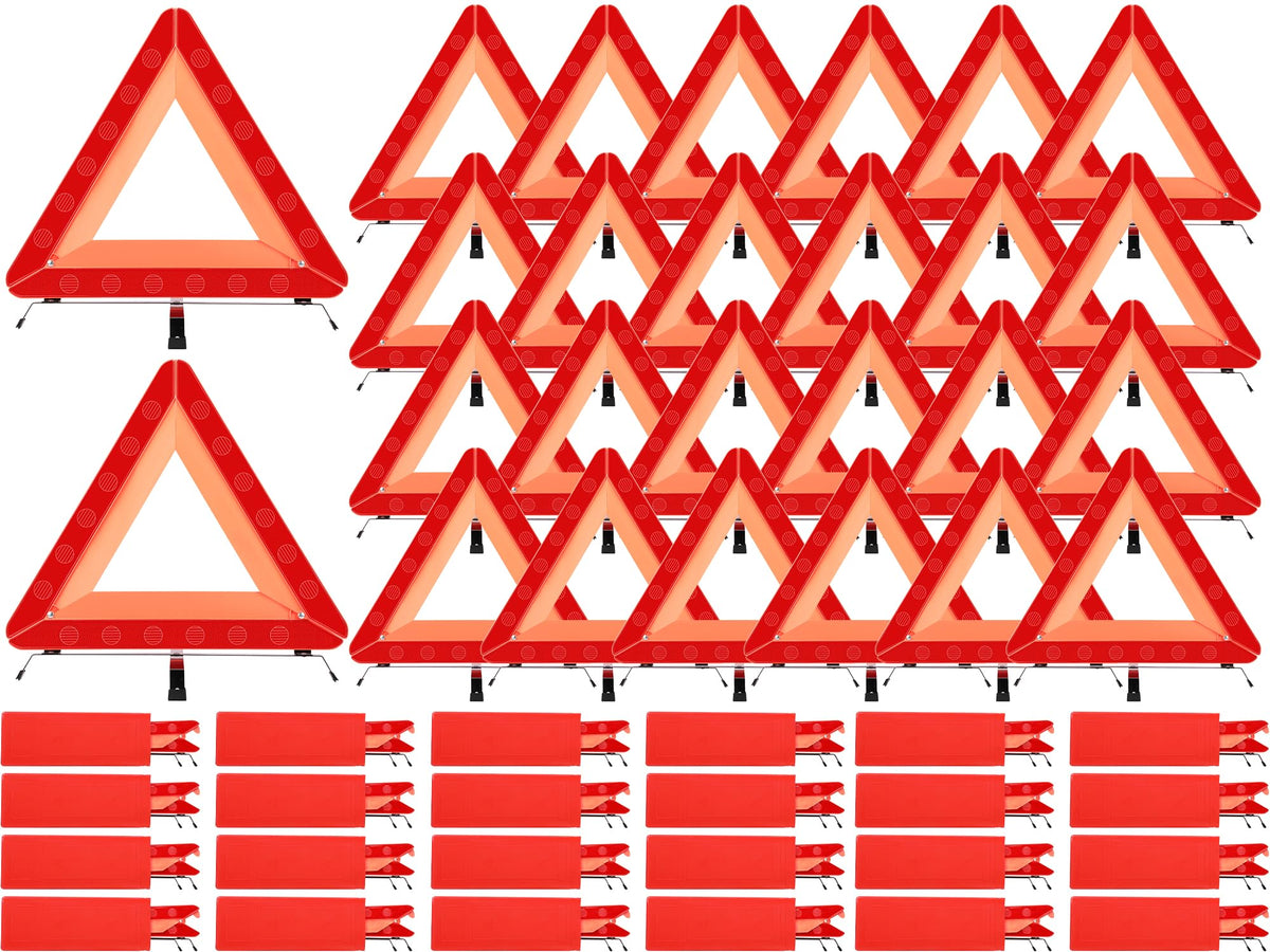Kanayu Warning Triangles For Vehicles Safety Triangles Foldable Roadside Emergency Kit Emergency Triangle Reflective Triangles With Base And Carrying Case For Cars Trucks Breakdown (24 Pack)