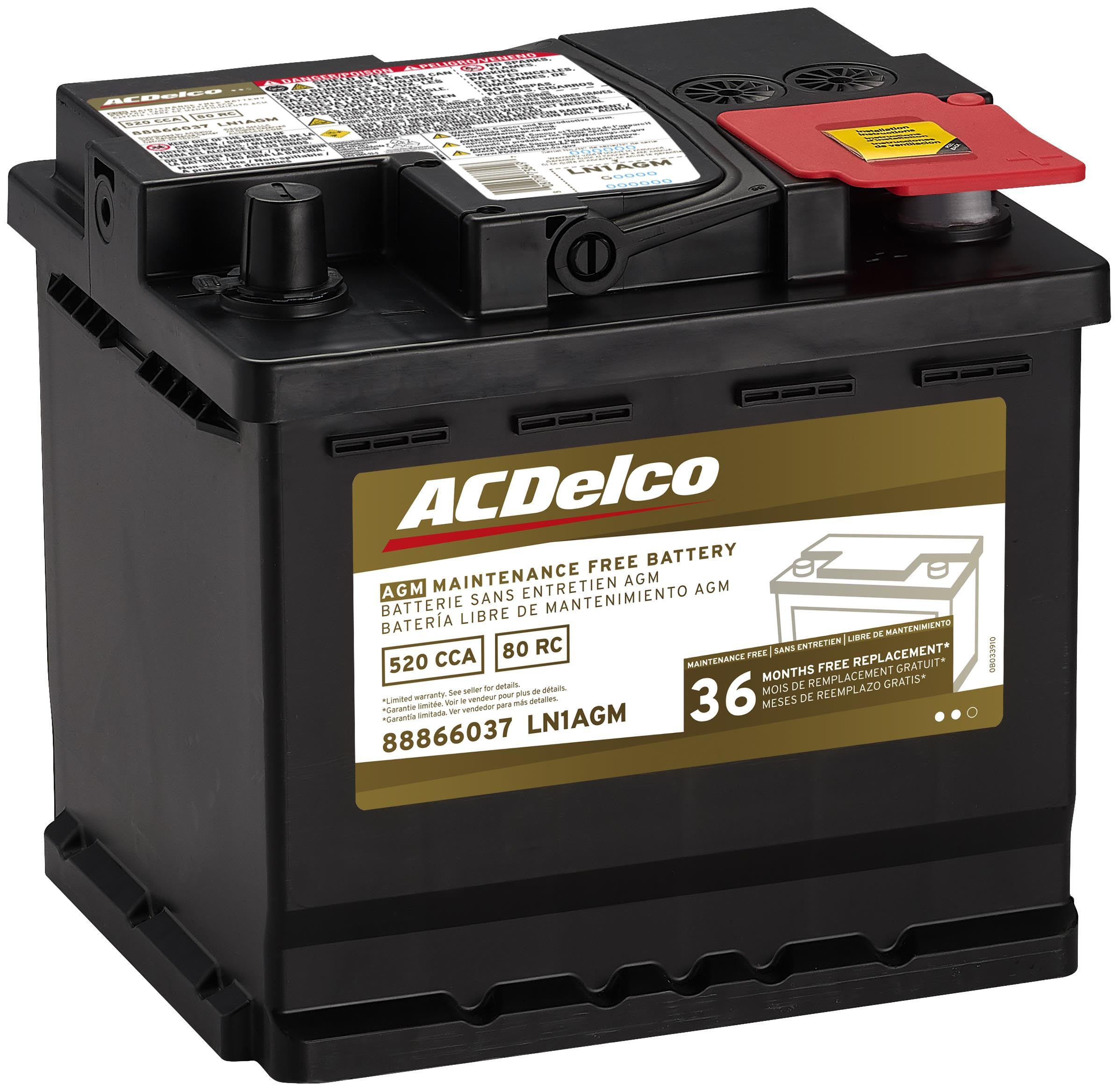 ACDelco Gold LN1AGM 36 Month Warranty AGM BCI Group LN1 Battery
