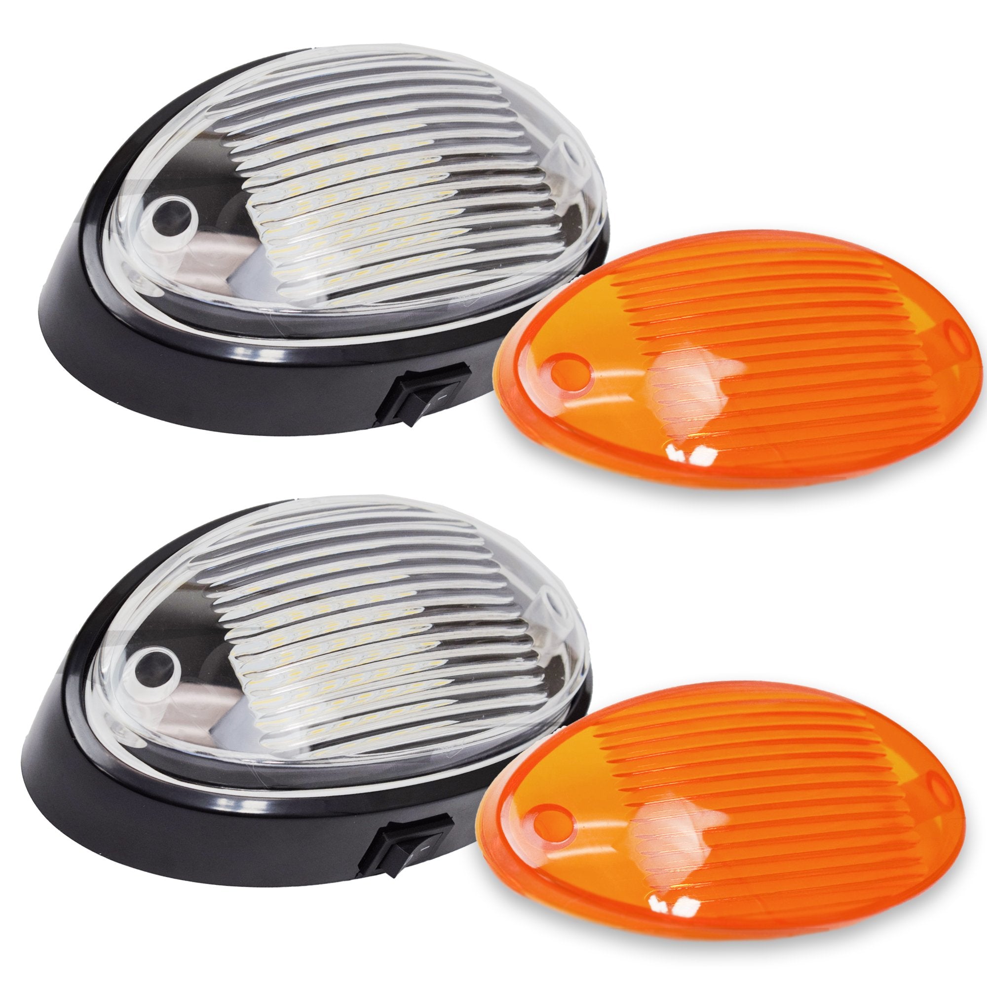 2 LED RV Exterior Porch Utility Light Oval 12v 300 Lumen Lighting Fixture Replacement Lighting for RVs, Trailers, Campers, 5th W