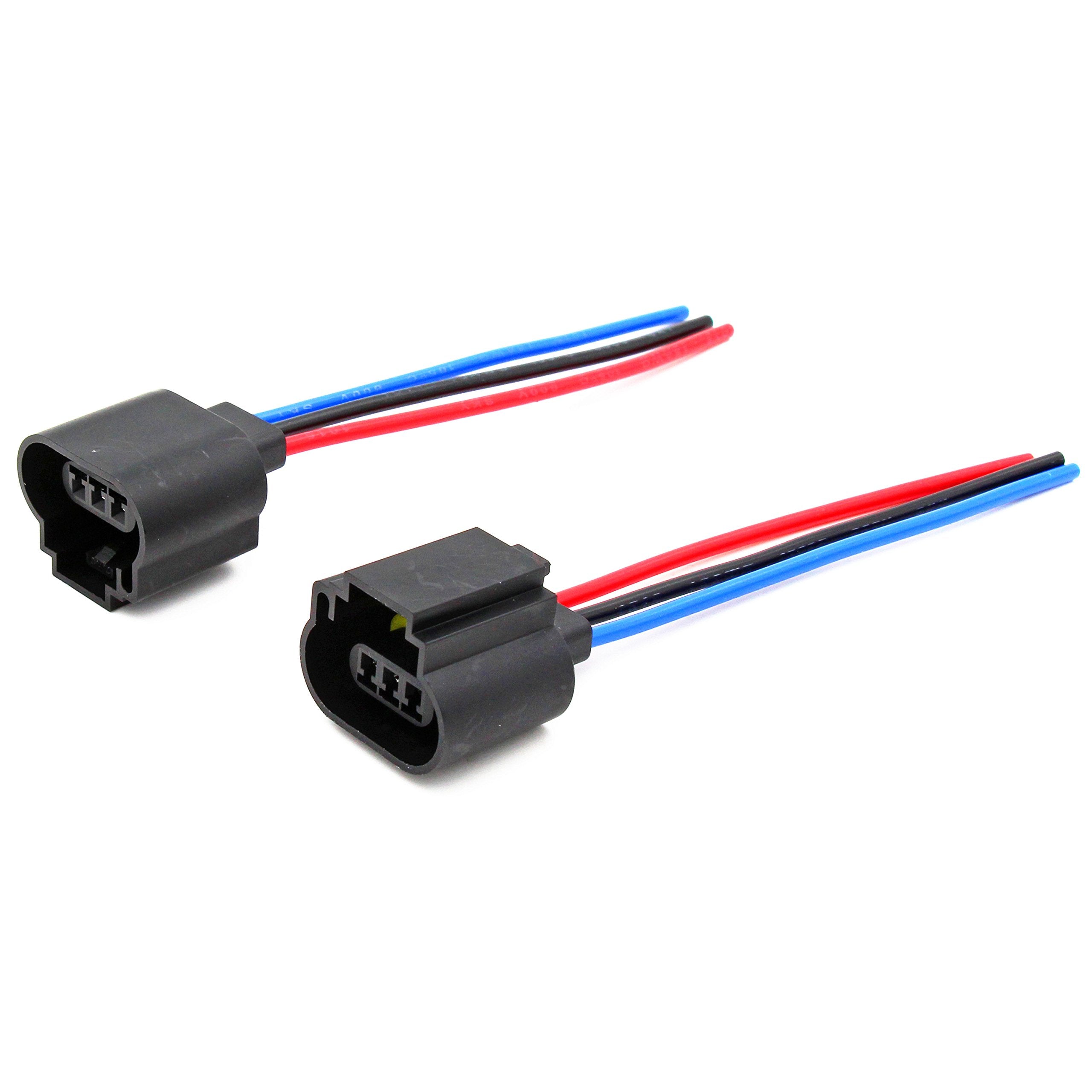 Alla Lighting 9008 H13 Socket Female Adapter Wiring Harness Wire For H13Ll Fog Lights Lamps Bulbs (2Pcs/Pk)