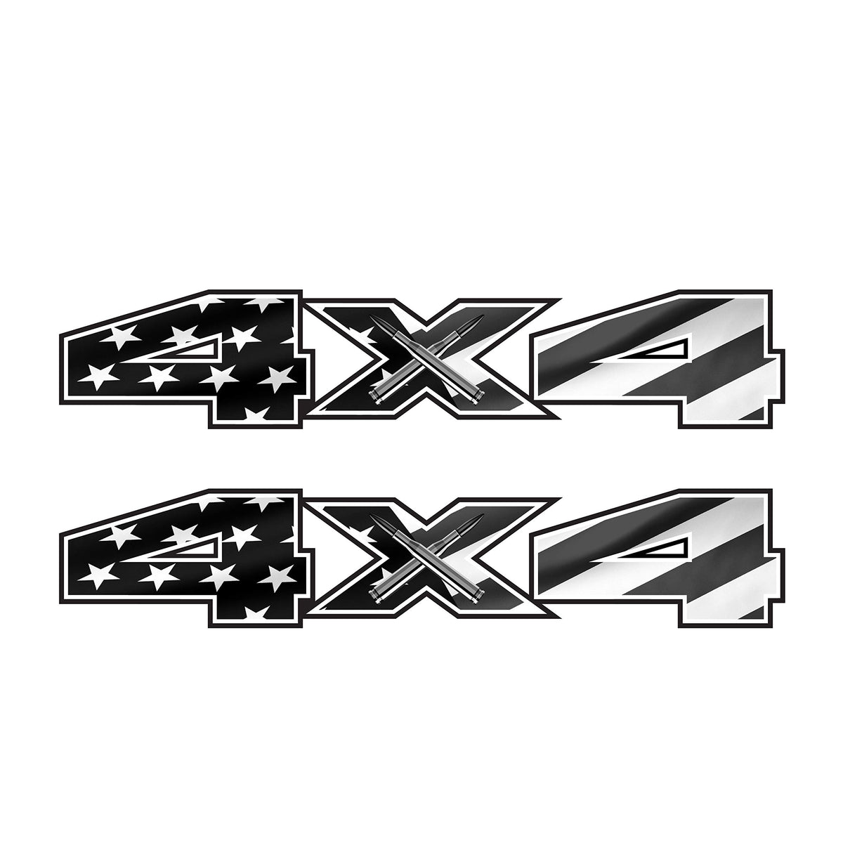 4X4 Decals Stickers For F150 (2015-2020) And F250 F350 (2017-2020) Set Of 2 (4X4 Black Flag)