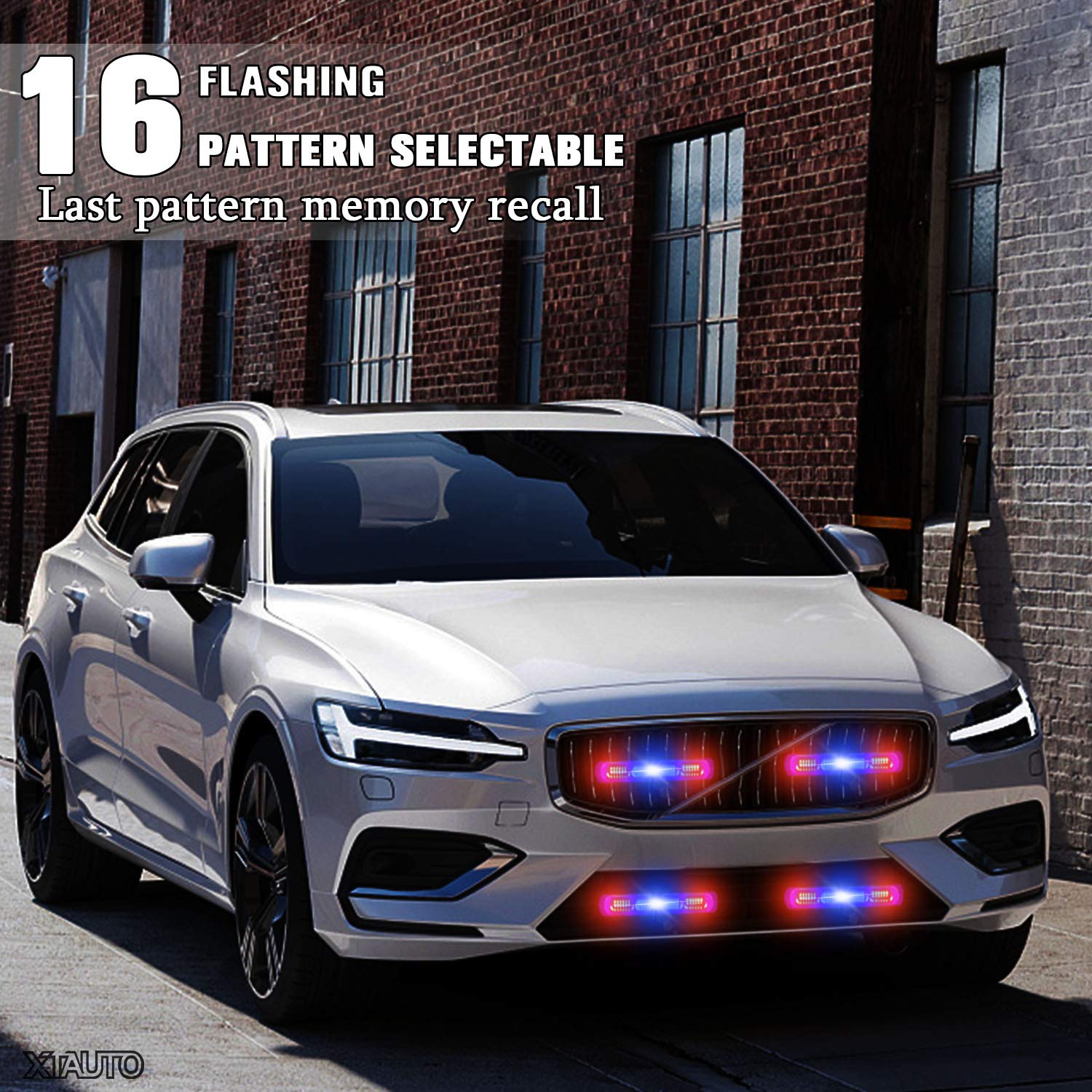 Xtauto Led Emergency Strobe Light 24-Led Red Blue Red Ultra-Thin Surface Mount Flashing Warning Beacon Hazard Construction Cauti