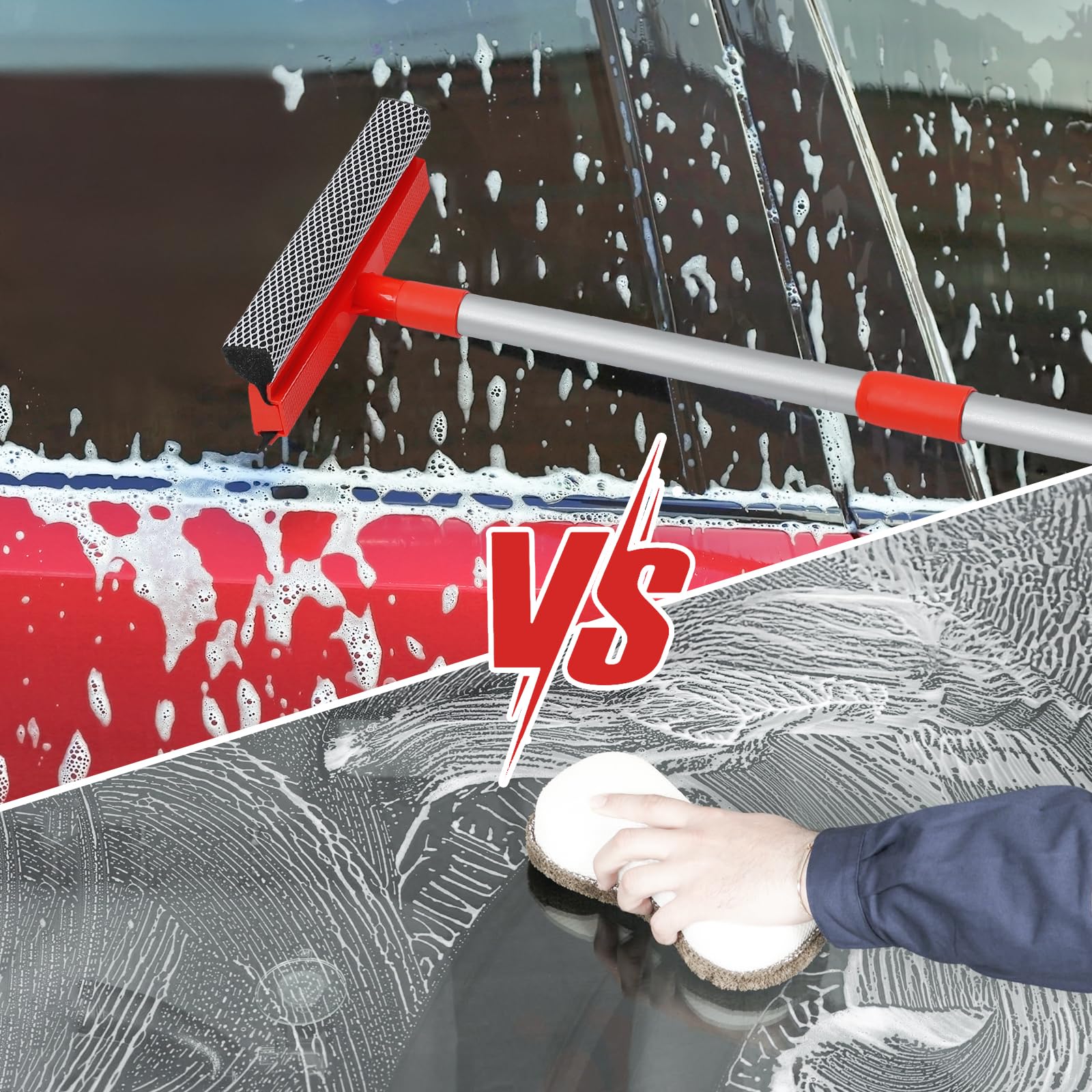 MAVRIZ Windshield Cleaner Tool 2 in 1 Car Window Squeegee with Extendable Handle (18-28.5) Window Cleaner with Squeegee and