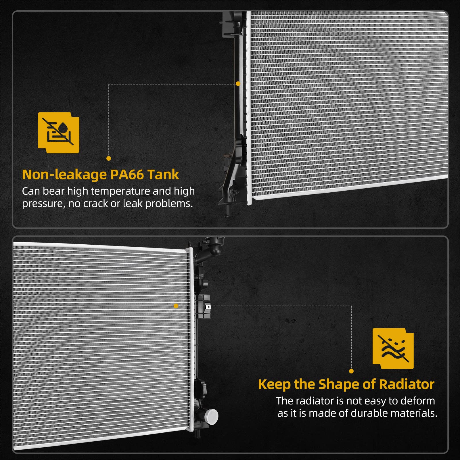 Dwvo Radiator Complete Radiator Compatible With 2008-2020 Dodge Grand Caravan Chrysler Town & Country 3.3L 3.6L 3.8L 4.0L V6 V8