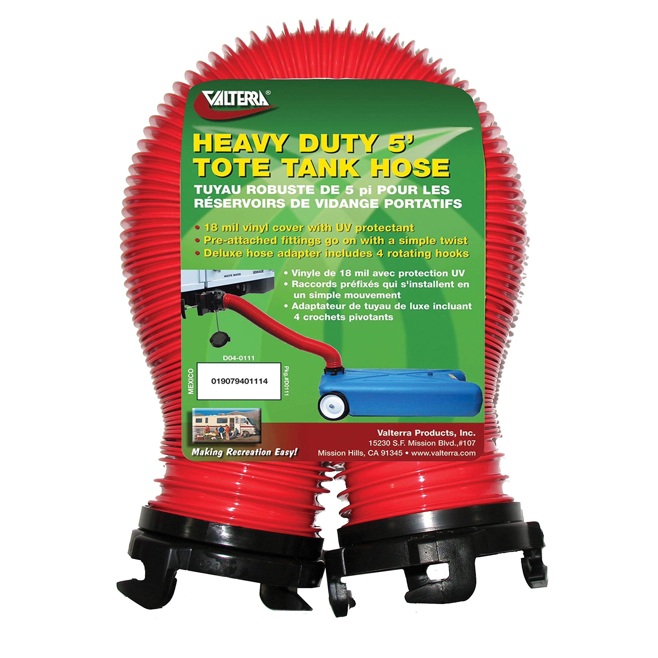 Valterra D04-0111 Heavy-Duty Tote Tank Hose - 5 , Red