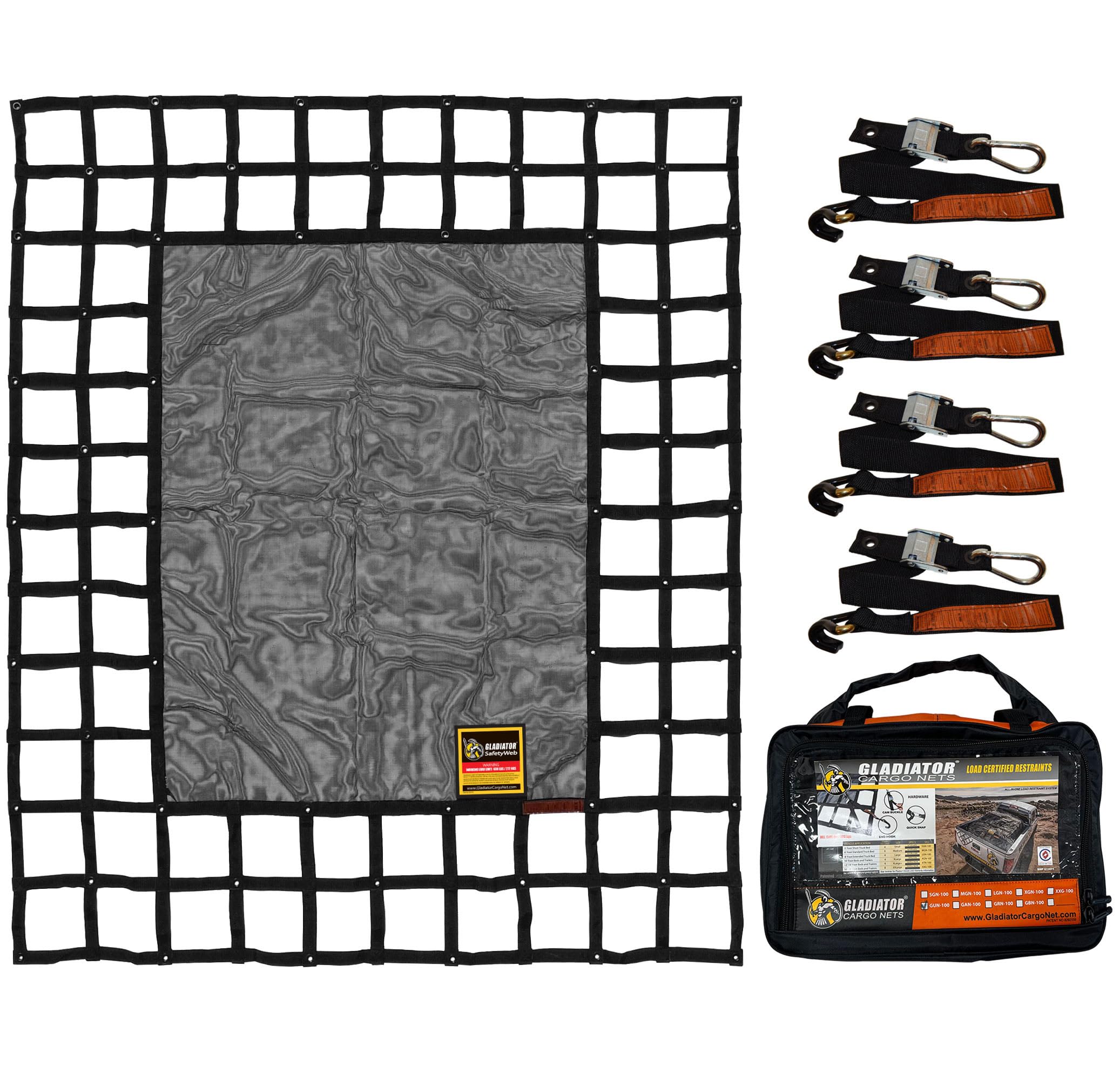 Gladiator Cargo Gear - SafetyWeb Cargo Net - Heavy Duty, Adjustable - Medium (MSW-100) 6.75 x 8