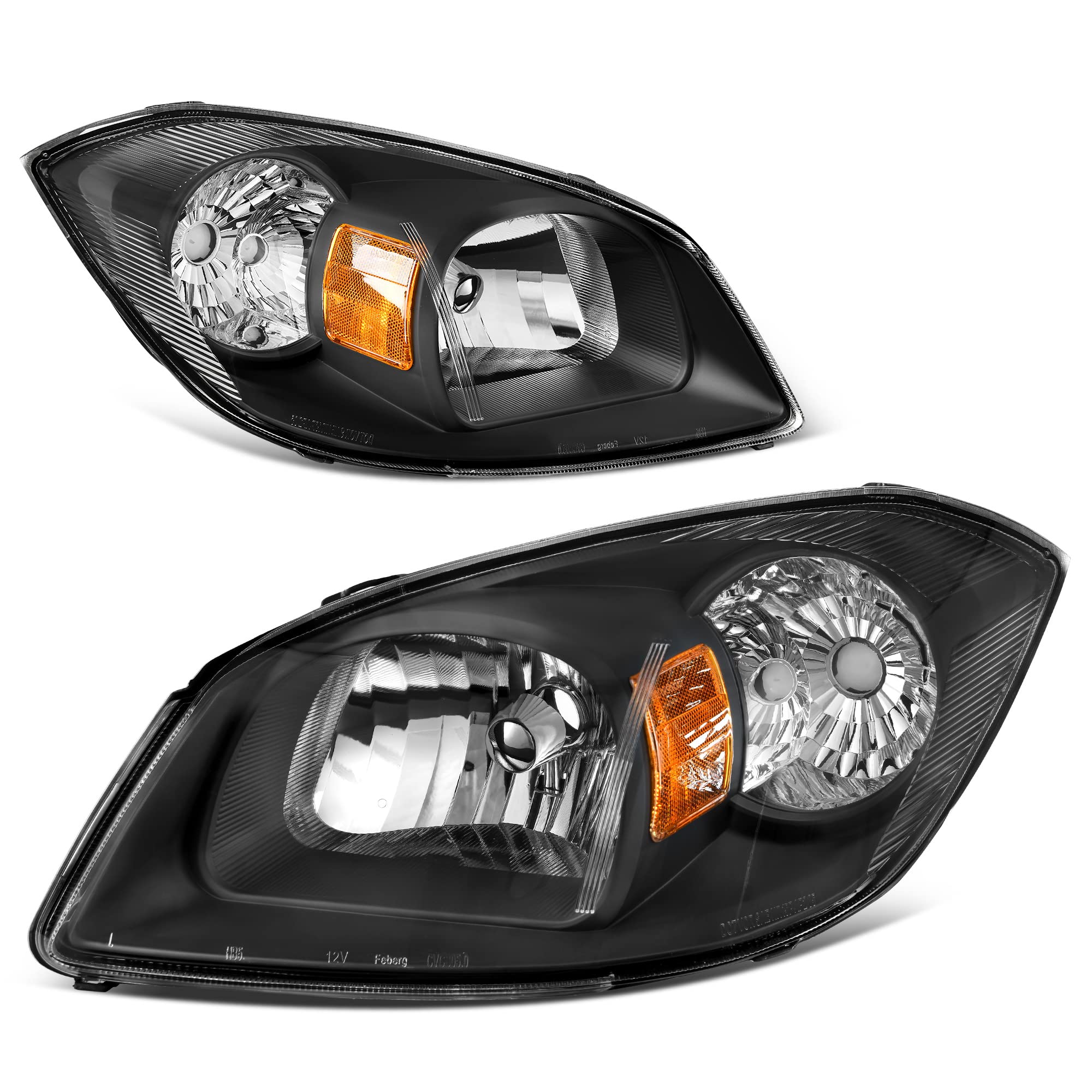 Autosaver88 Headlights Assembly Compatible With 2005-2010 Chevy Cobalt/ 2005-2006 Pontiac Pursuit/ 2007-2009 Pontiac G5 Black Ho