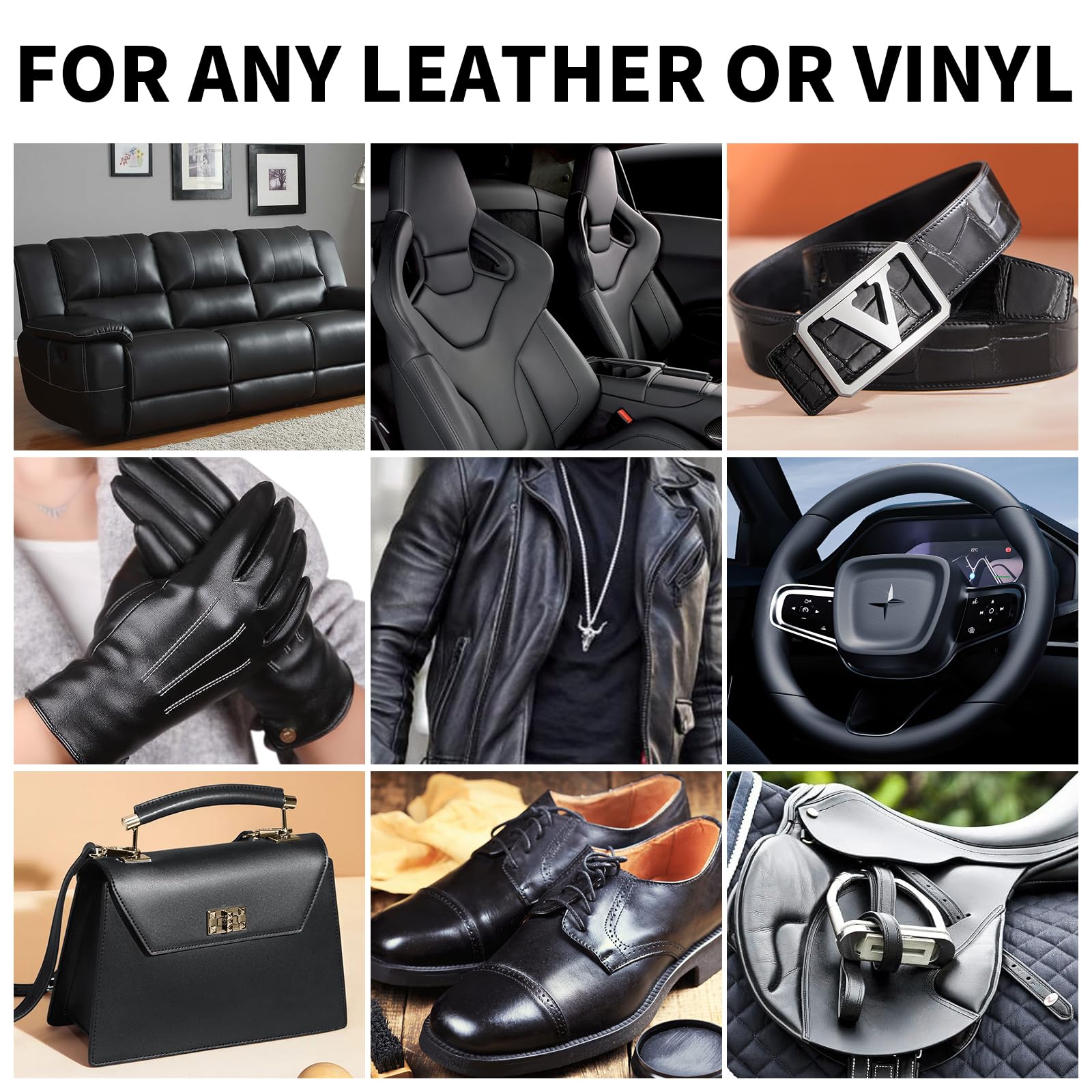 Leather Recoloring Balm,8.5Oz Leather Color Restorer,Black Leather Repair Kit For Furniture And Car Interior,Leather Couch Scrat