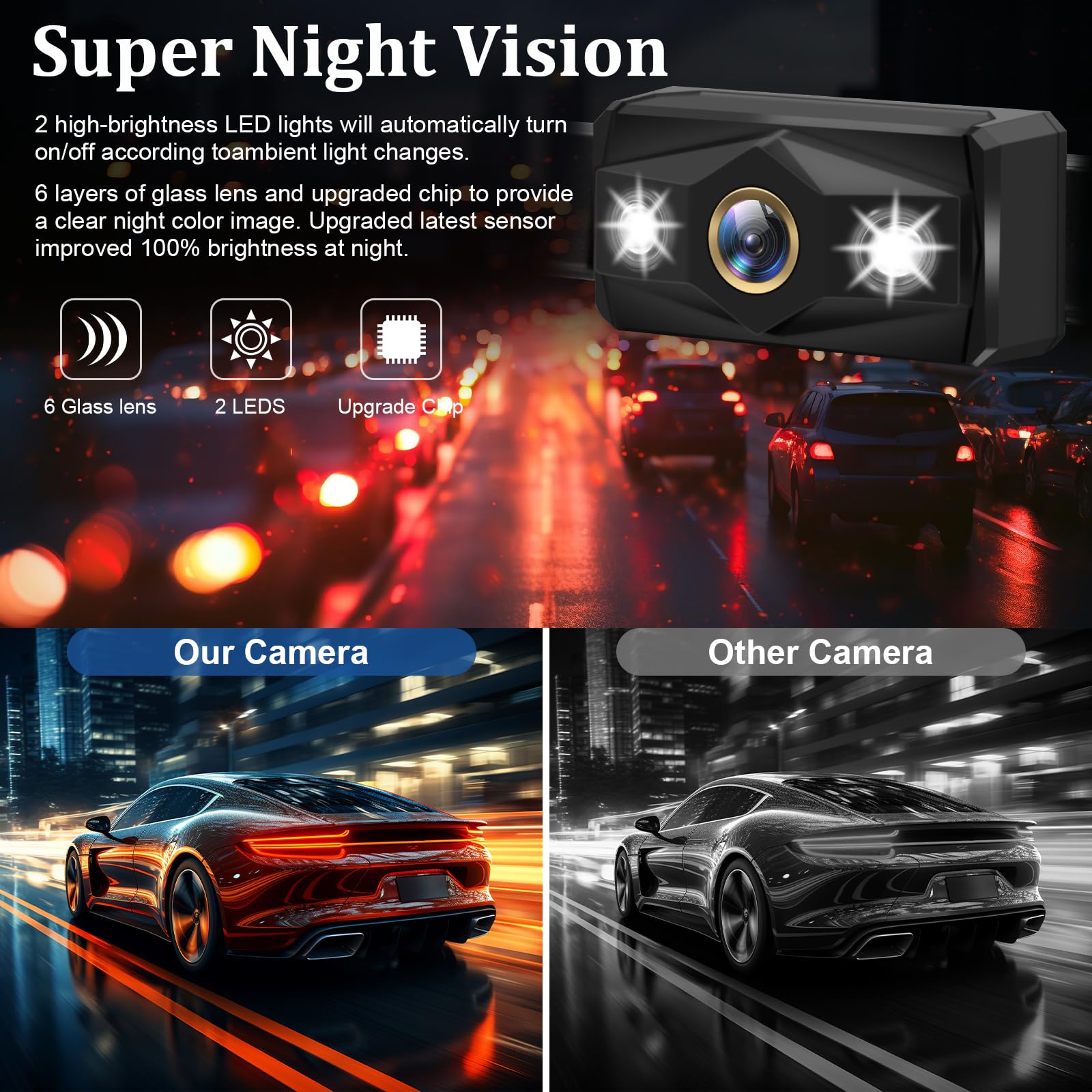 HaoKeo Backup Camera Kit - 7 Inch HD 2K Monitor, Night Vision, IP69 Waterproof - Model H7 for Trucks, RVs, and Trailers