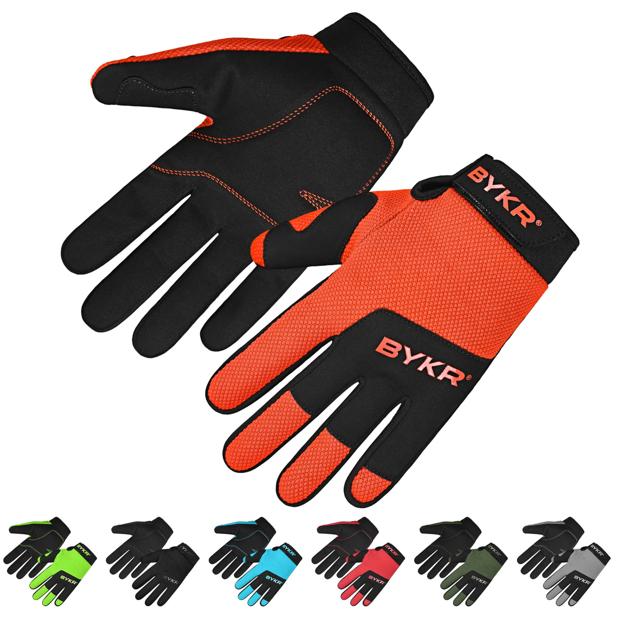 Bykr All-Weather Motorcycle Gloves For Men & Women - Protection For Dirt Bike, Bmx, Mx, And Atv Riding - Orange Xl