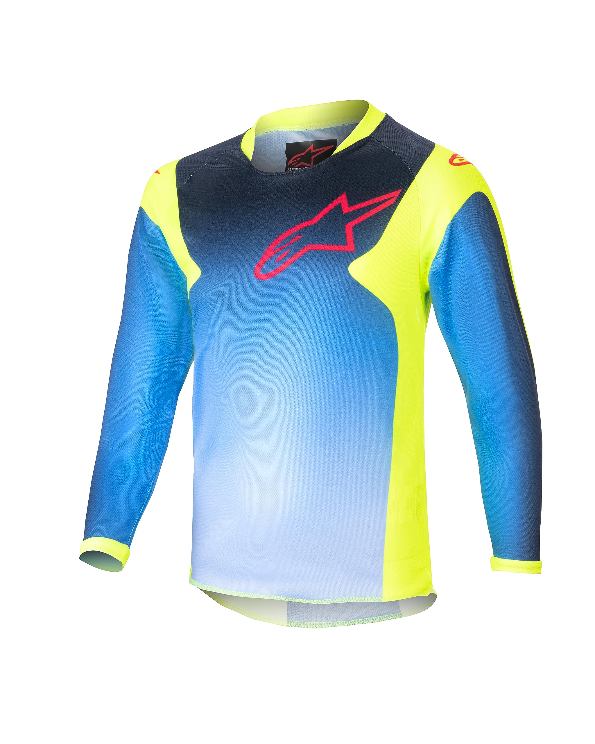 Alpinestars Kids Racer Hoen Yellow Fluo/Blue/Night Navy Motocross Jersey