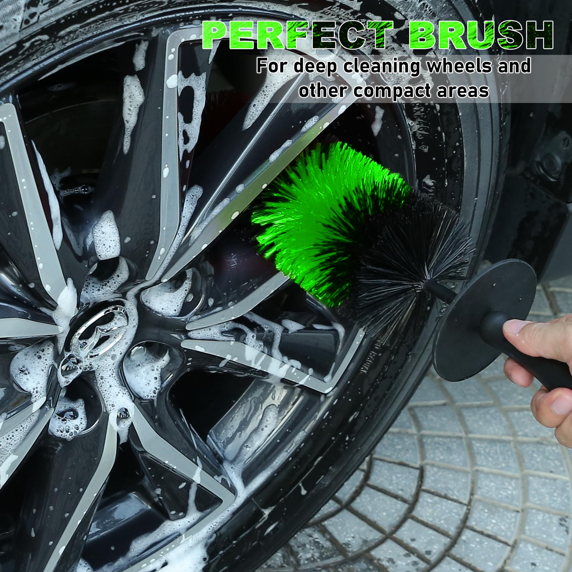Takavu Master Wheel & Tire Brush, Easy Reach Rim Detailing Brush, Multipurpose Use For Wheels, Rims, Exhaust Tips, Motorcycles (