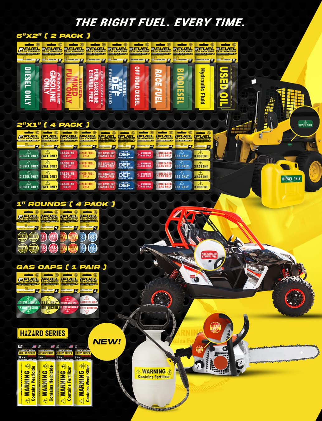 Mixed Fuel 40:1 Sticker, Gas Oil Mix Labels For Outdoor Fuel Power Equipment - Weather Proof, Extreme Stick, Commercial Grade La