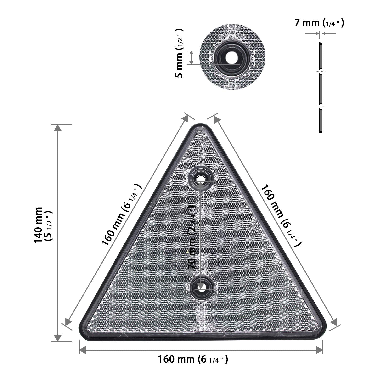 Mfc Pro Tail Rear Back Marker Indicator Triangle Automotive Reflectors For Car Van Truck Trailer - White - Pack Of 2