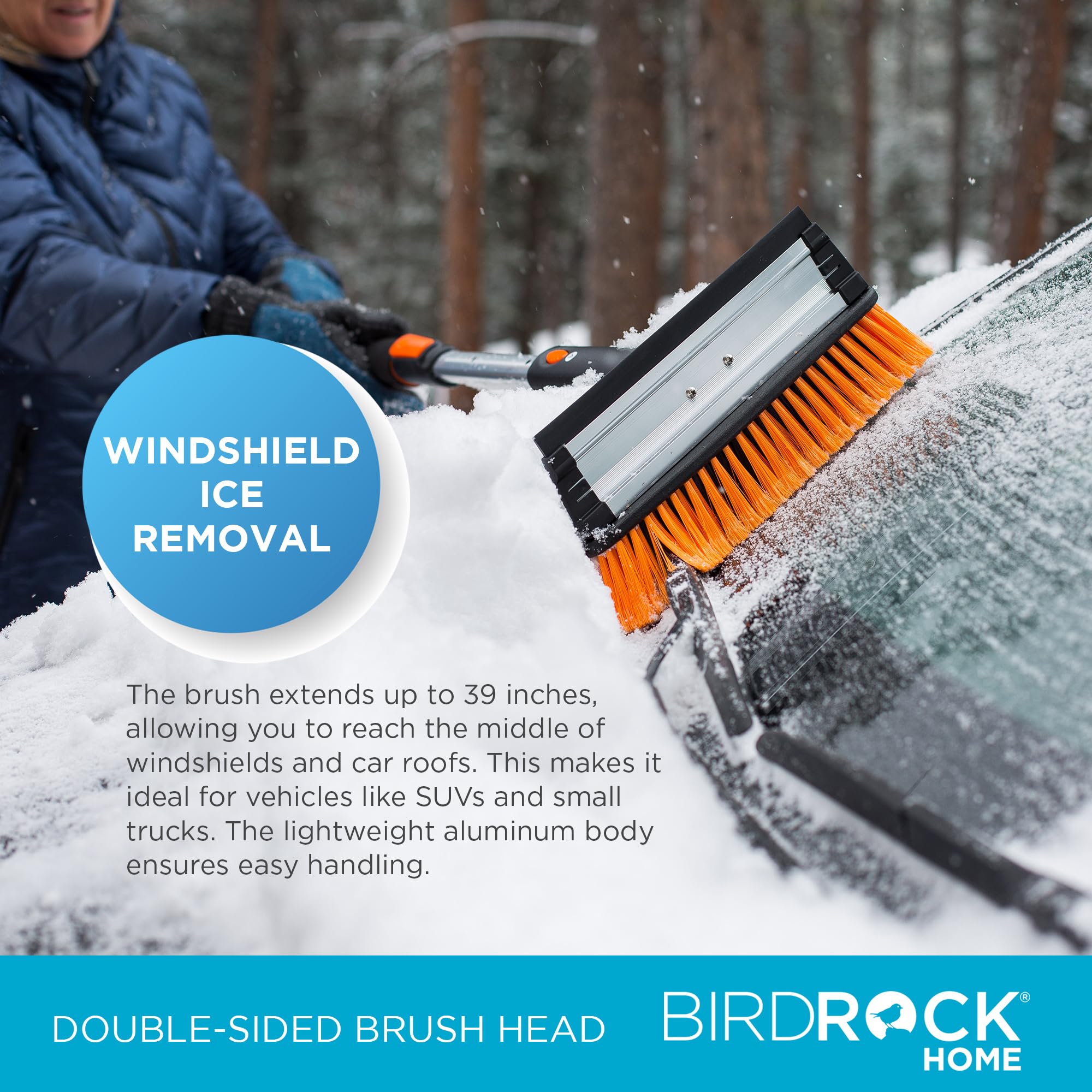 Snow MOOver 39" Extendable Snow Brush & Ice Scraper - Lightweight Aluminum, Ergonomic Grip, No Scratch Tool for Cars & SUVs