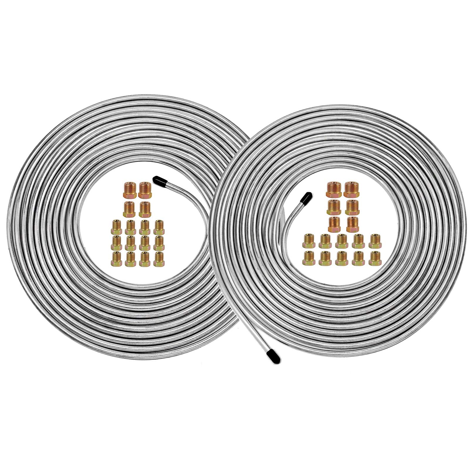 Muhize 3/16 And 1/4 Brake Line Coil - Heavy Duty Zinc-Coated 25 Ft 3/16'' And 1/4'' Steel Tube Roll Sae Standard For Hydraulic F