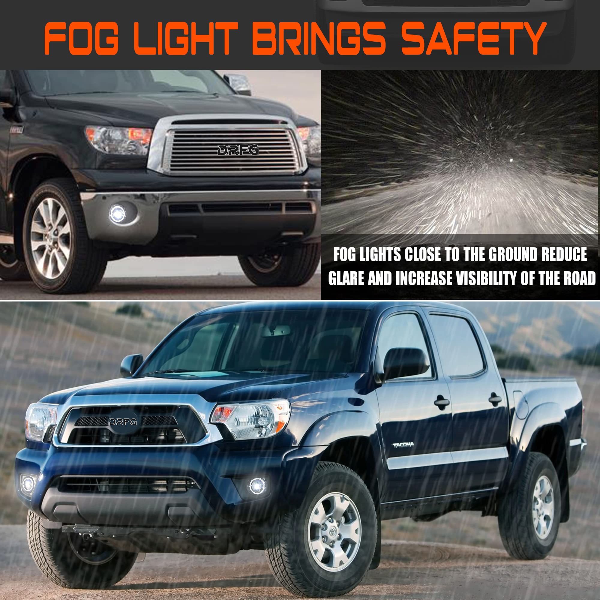 Led Fog Light Assembly With Drl For Tacoma 2005-2011/ Tundra 2007-2012/ Solara 2004-2006, Bumper Driving Fog Lamp Plug And Play 2Pcs Fog Lights