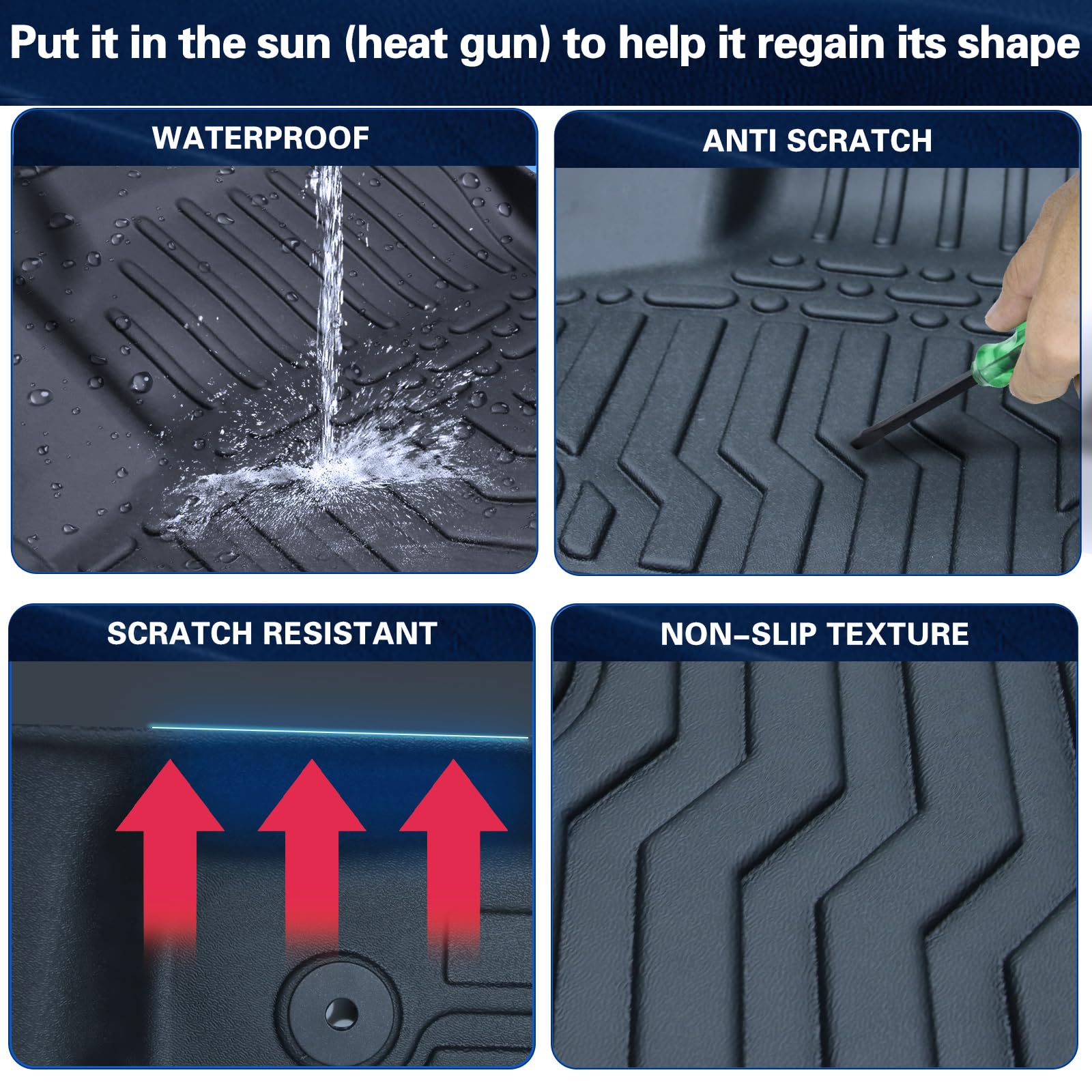 Floor Mats for 2013-2018 Toyota RAV4,All-Weather TPE Rubber Car Floor Mats Waterproof Odorless Anti-Slip 1st & 2nd Row Black