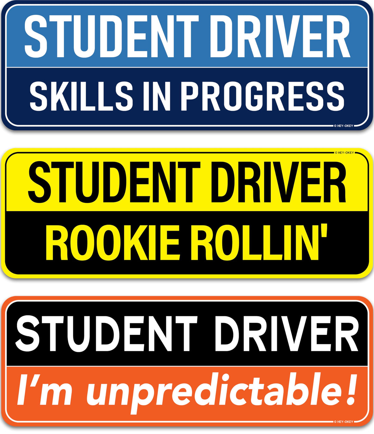 Student Driver Magnet For Car - Funny 3-Pack Please Be Patient Reflective Magnetic Bumper Sticker Set - Removable Novice Rookie
