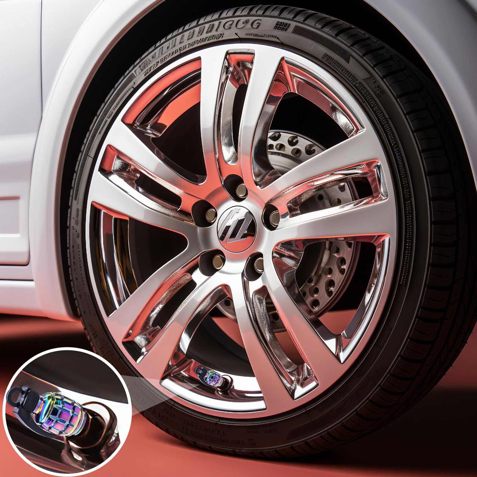 Meajoo 4Pcs Tire Valve Stem Caps, Aluminium Alloy Tire Valve Stem Covers Universal Car Wheel Tire Valve Caps For Cars, Trucks, S