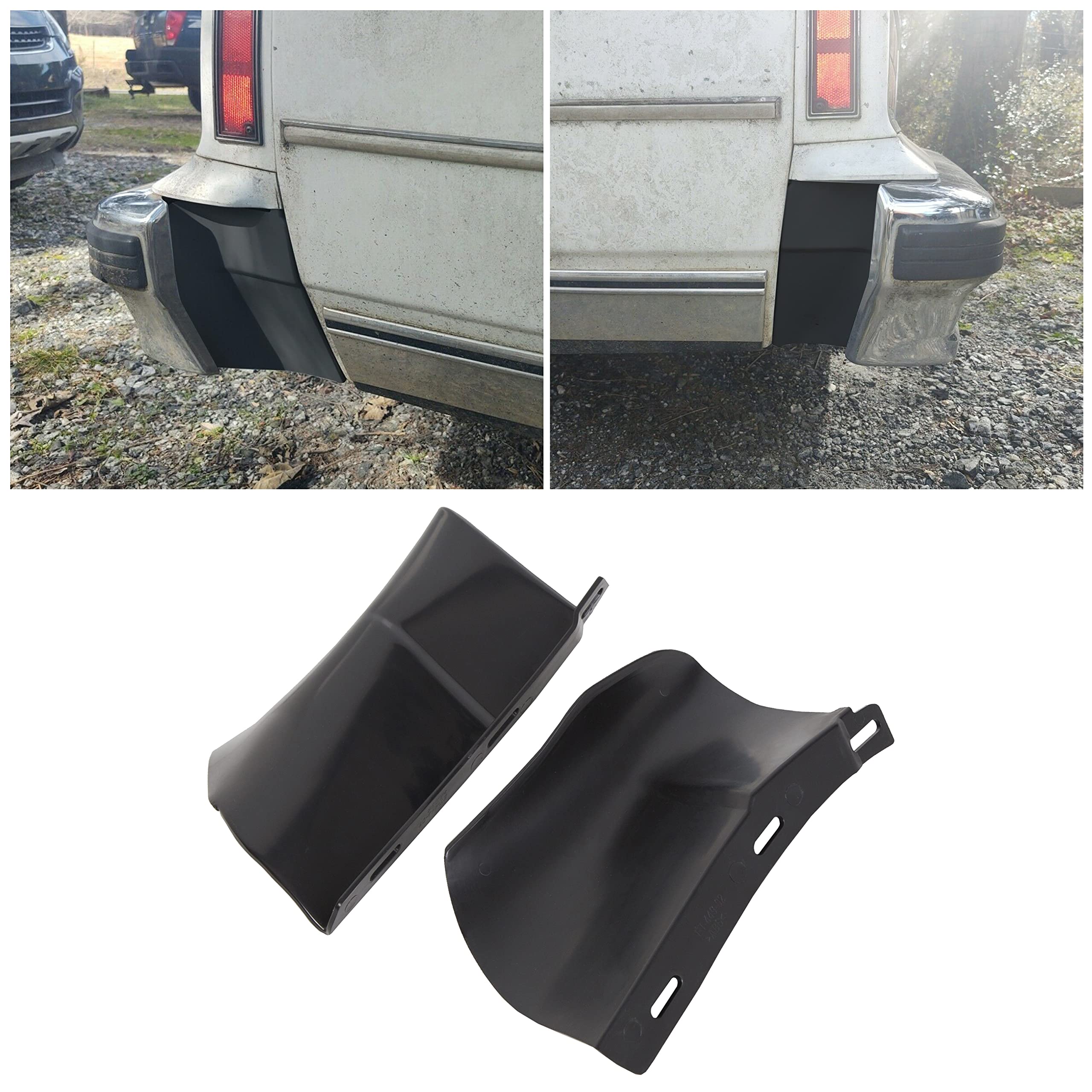 ECOTRIC Rear Bumper Quarter Panel Fillers Kit Compatible with 1986-1990 Chevy Caprice/Impala ABS plastic Black