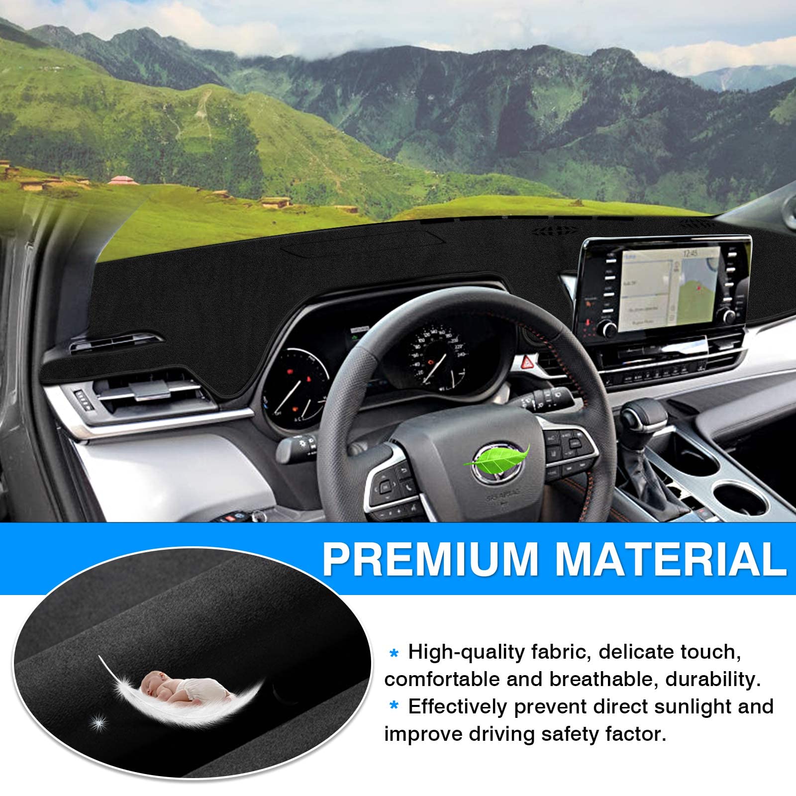 Autorder Dashboard Cover Mat For Toyota Sienna 2021 2022 2023 2024 Accessories Dash Cover Flannel Dash Mat Sunshade Glare Uv Ray