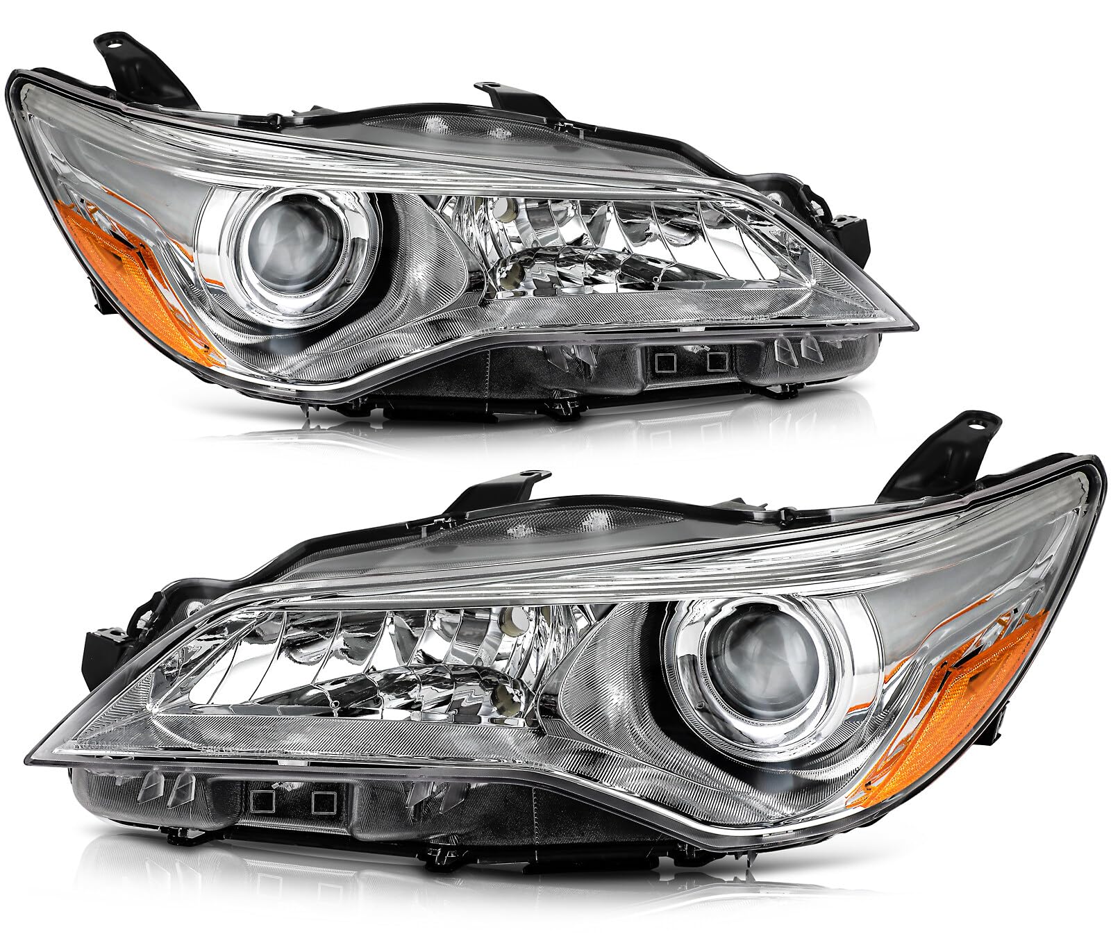 LSAILON Headlight Assembly Replacement Fit 2015-2017 for Toyota Camry Headlamp 8115006860 TO2502222 209610009 Chrome Housing Amb